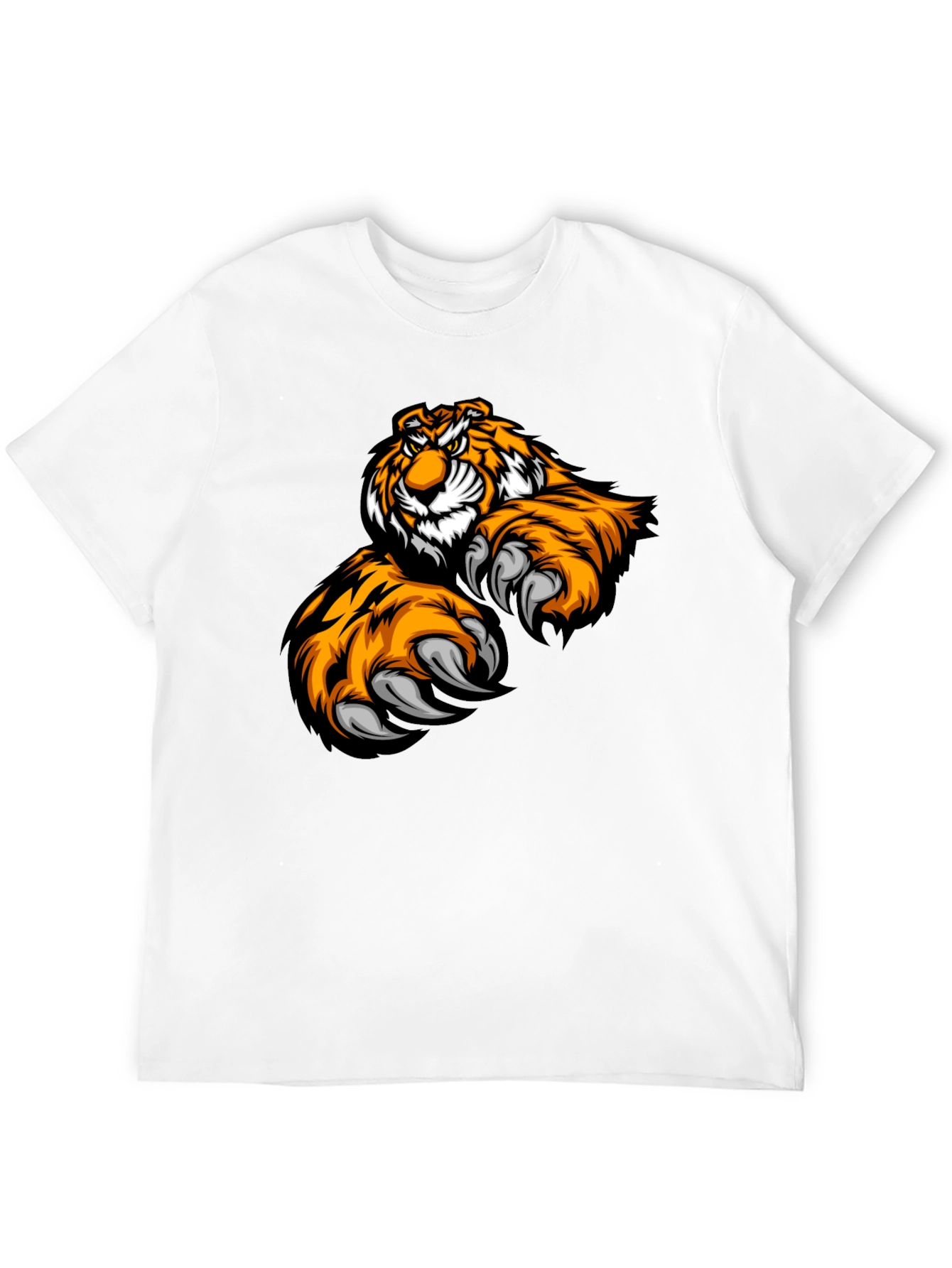 Mens Black T-Shirt with Bold Tiger Graphic