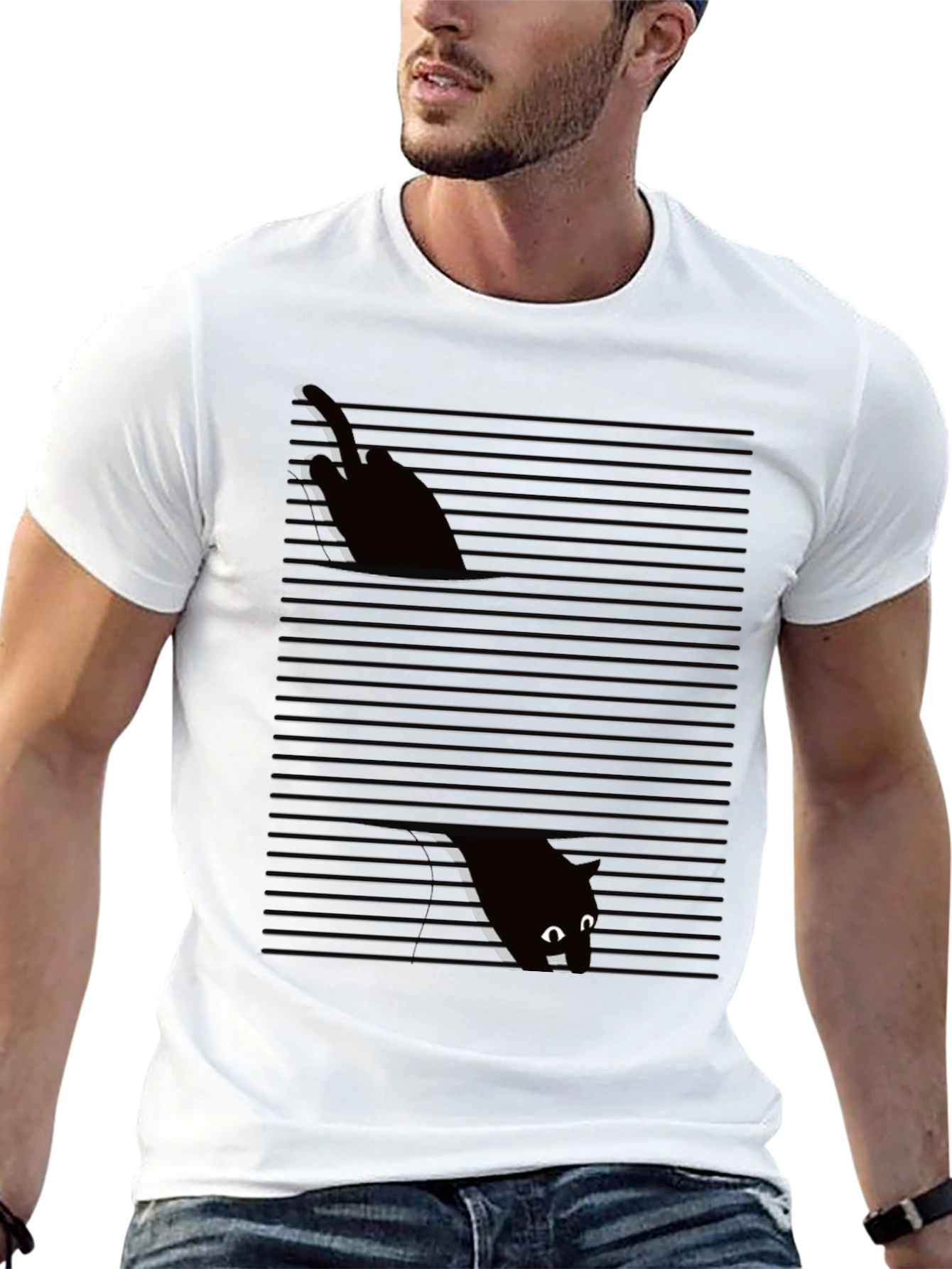 Peek-a-Boo Cat T-Shirt - Whimsical Graphic Tee