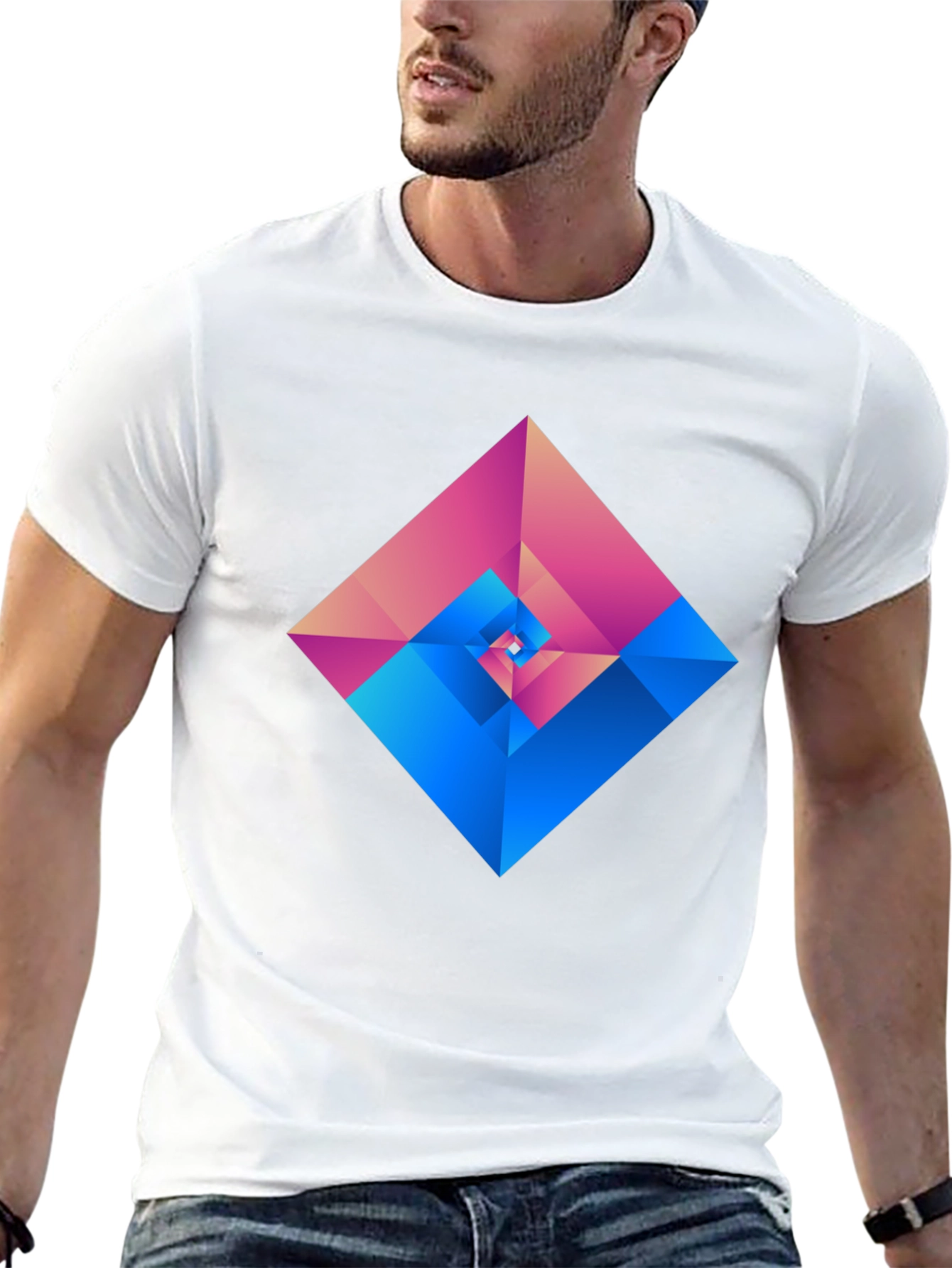 Geometric Prism Graphic Tee - Modern Style