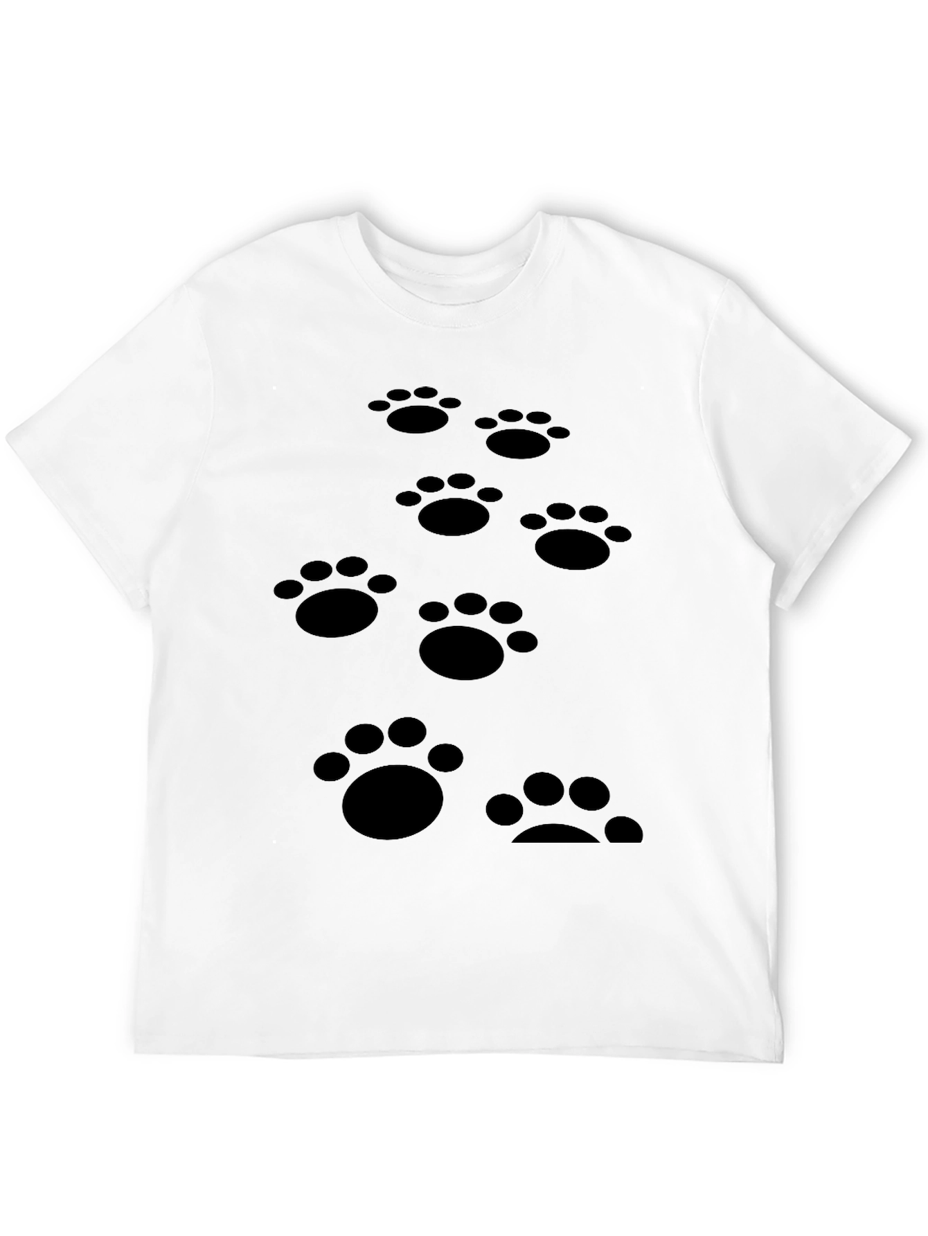 Paw Print Pattern Black T-Shirt Casual Wear