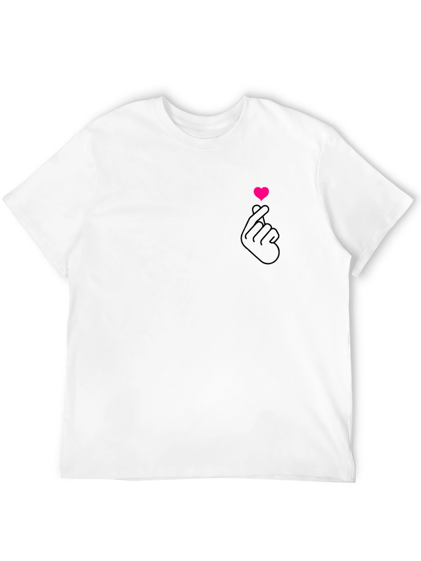 Black T-Shirt with Heart Finger Design