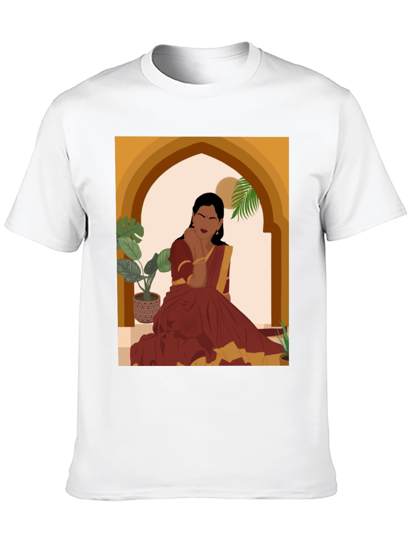 Elegant Indian Woman T-Shirt - Artistic Design