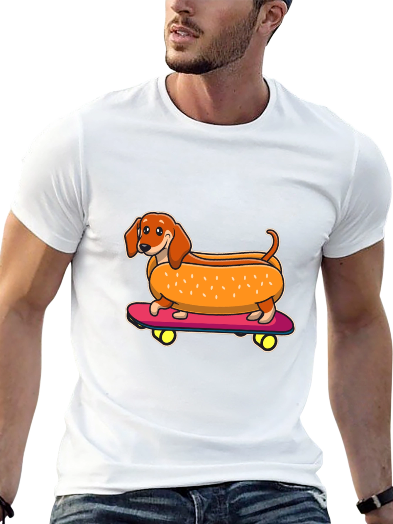 Hot Dog Dachshund Skateboard T-Shirt