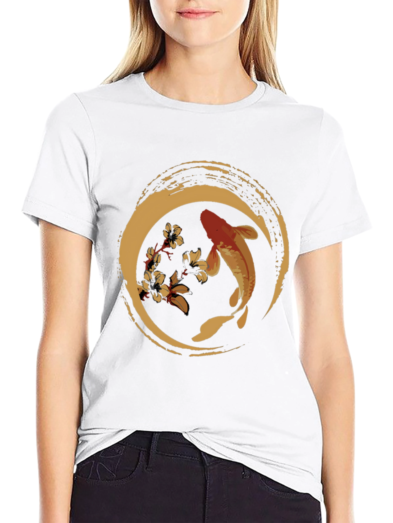 Koi Fish Graphic Tee - Zen Circle Design