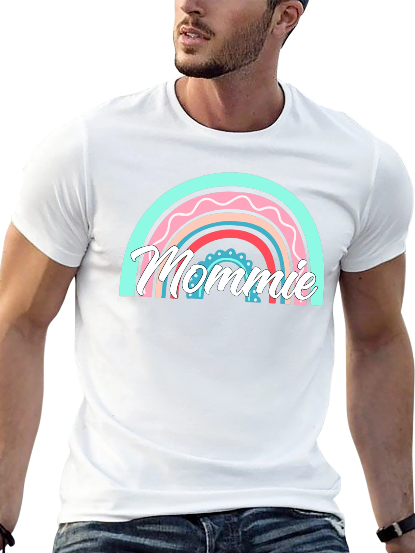 Mommy Rainbow Graphic Black T-Shirt