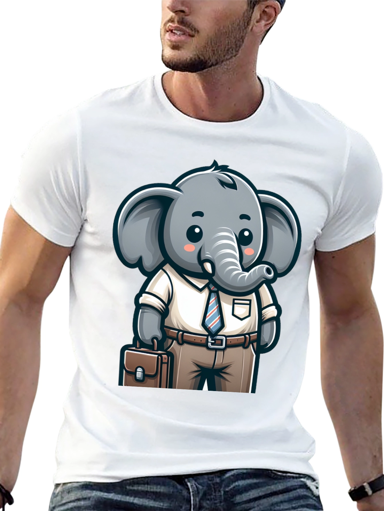 Cartoon Elephant Businessman Graphic Tee