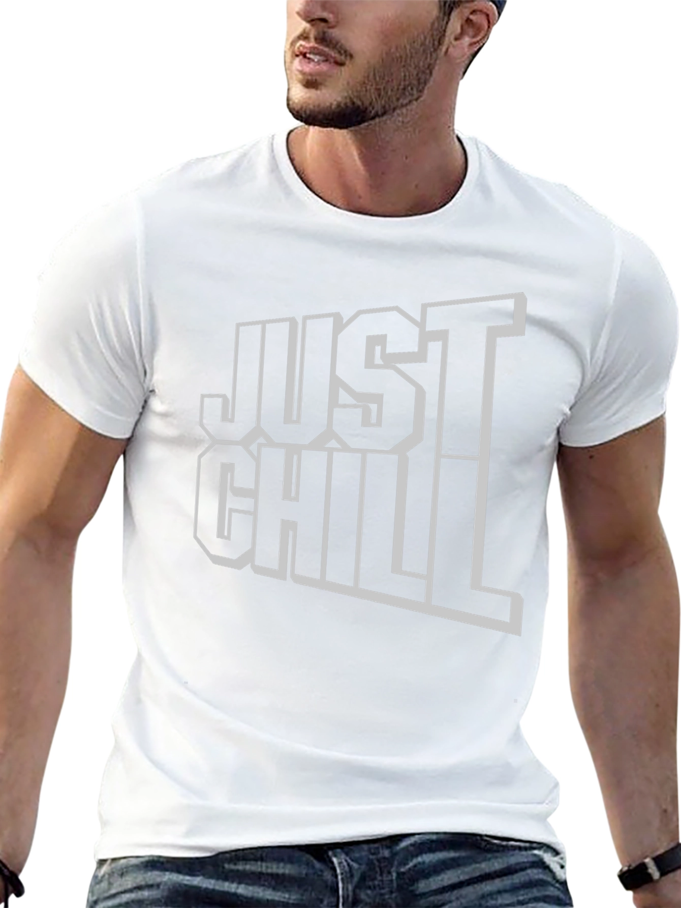Just Chill Black Graphic Tee - Relaxed Fit