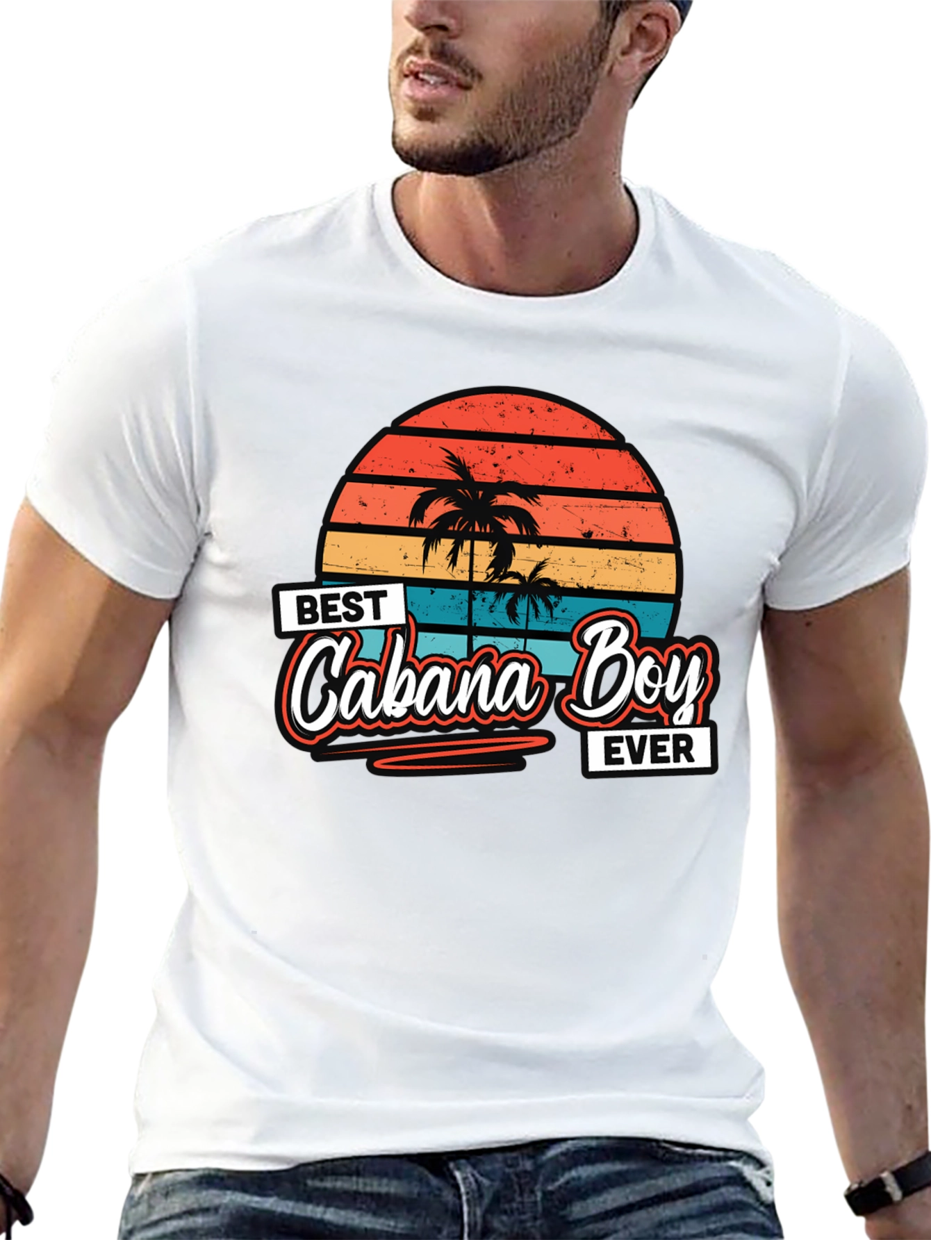 Best Cabana Boy Ever T-Shirt Retro Sunset Palm Trees