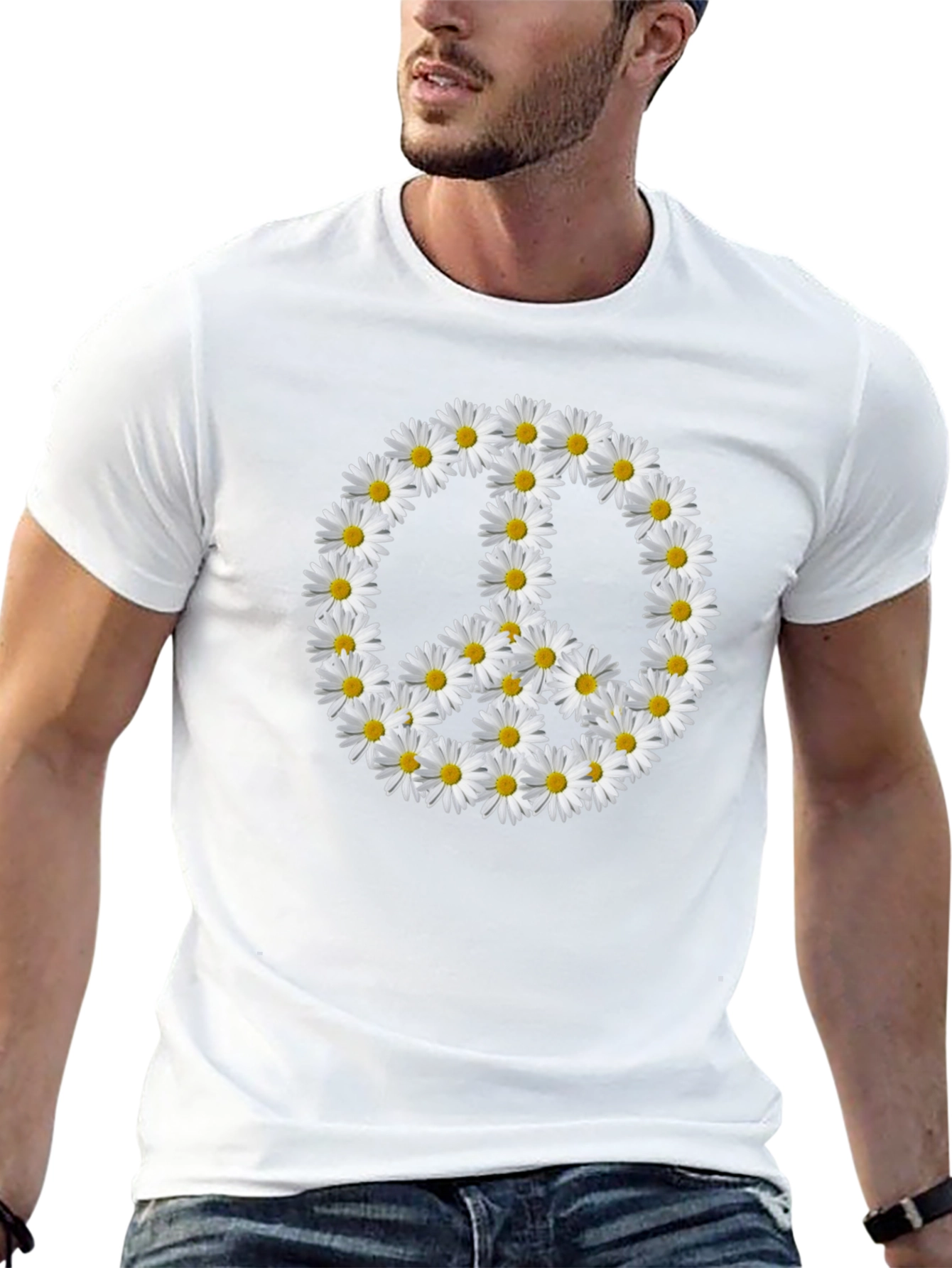 Daisy Peace Sign Black T-Shirt