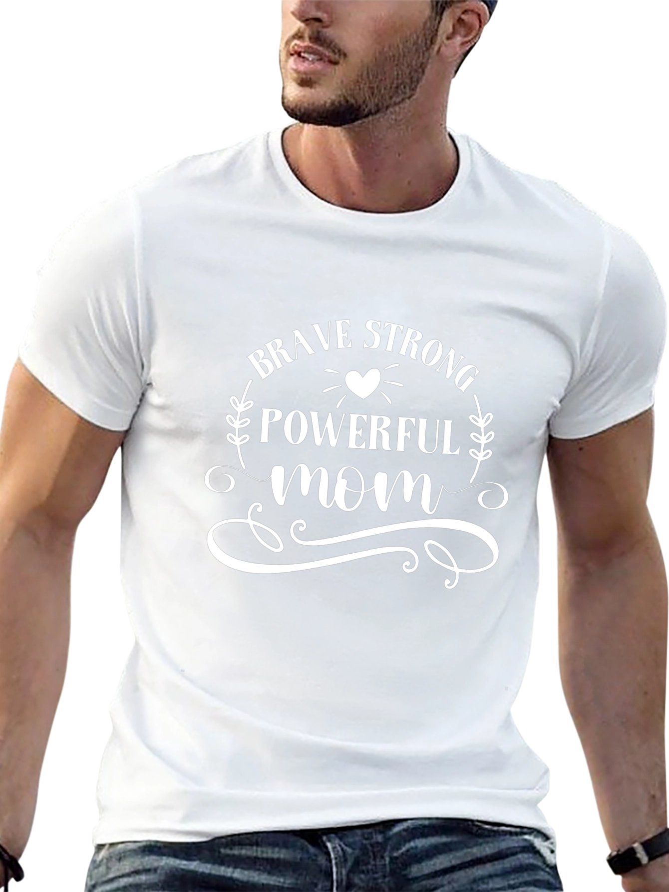 Brave Strong Powerful Mom Graphic Tee - Black