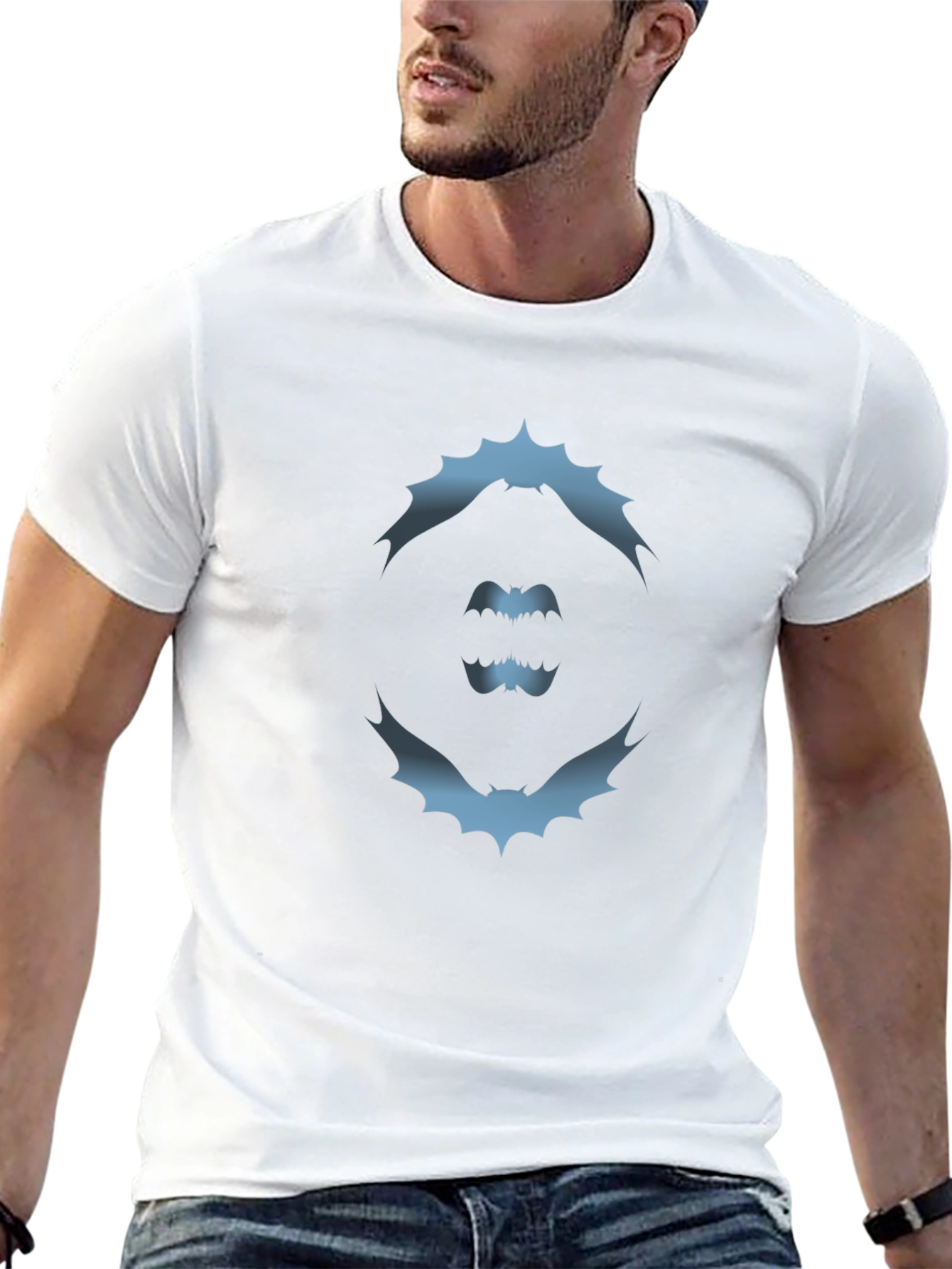 Bat Silhouette Graphic Tee - Modern Black T-Shirt