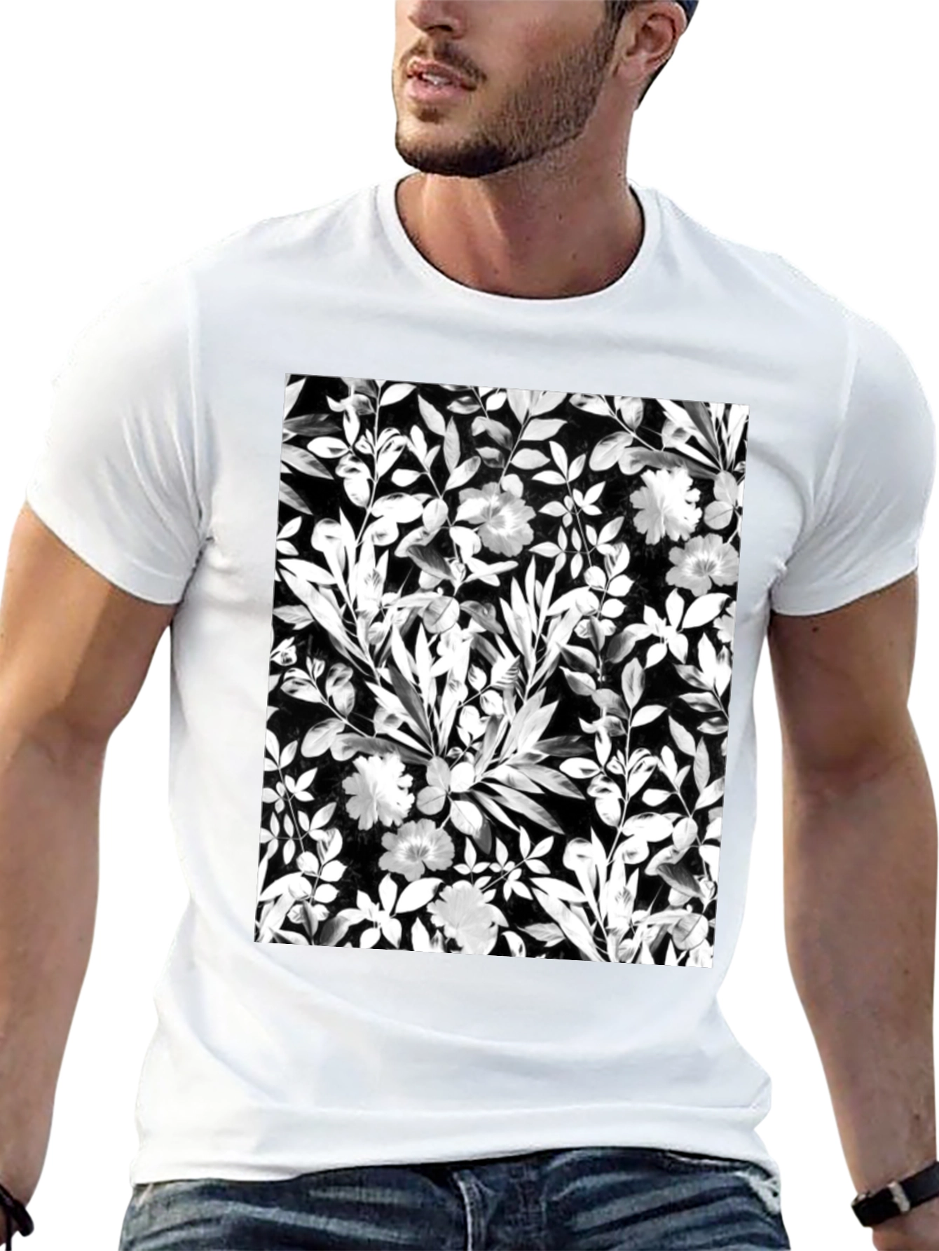 Floral Print Black T-Shirt