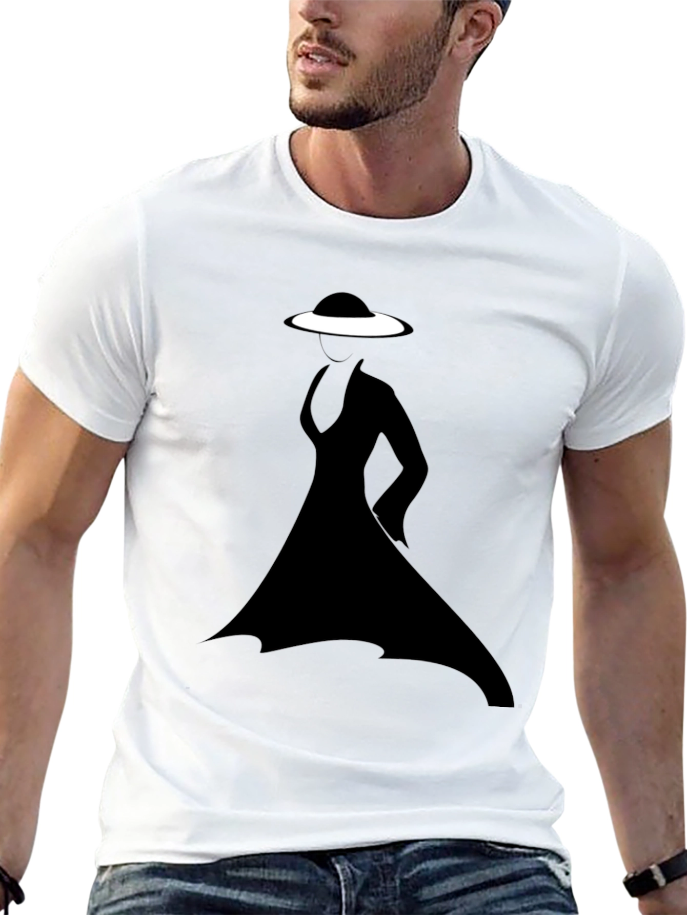 Silhouette Lady in Hat Graphic T-Shirt