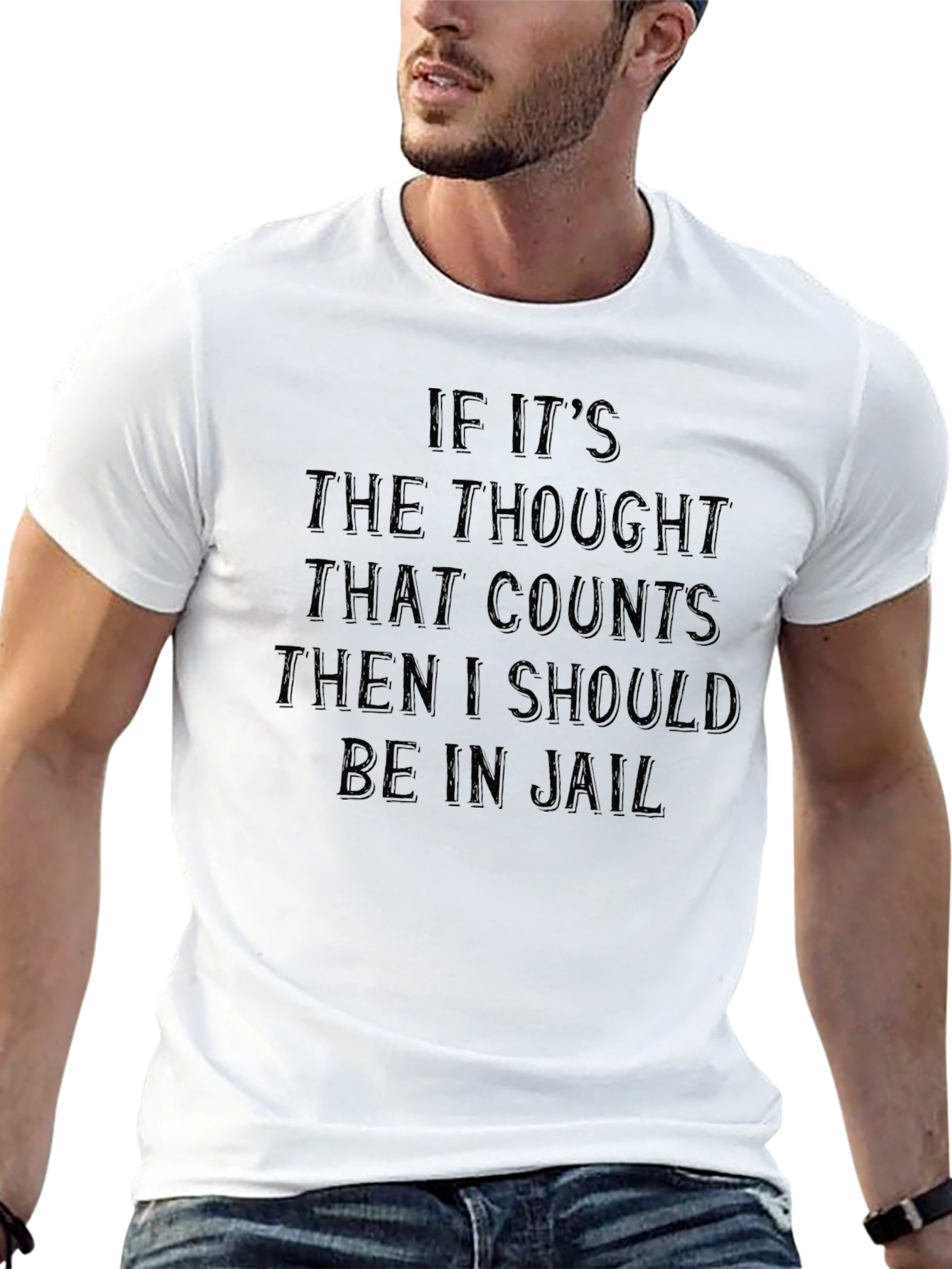 Humorous Black T-Shirt - If Its The Thought...