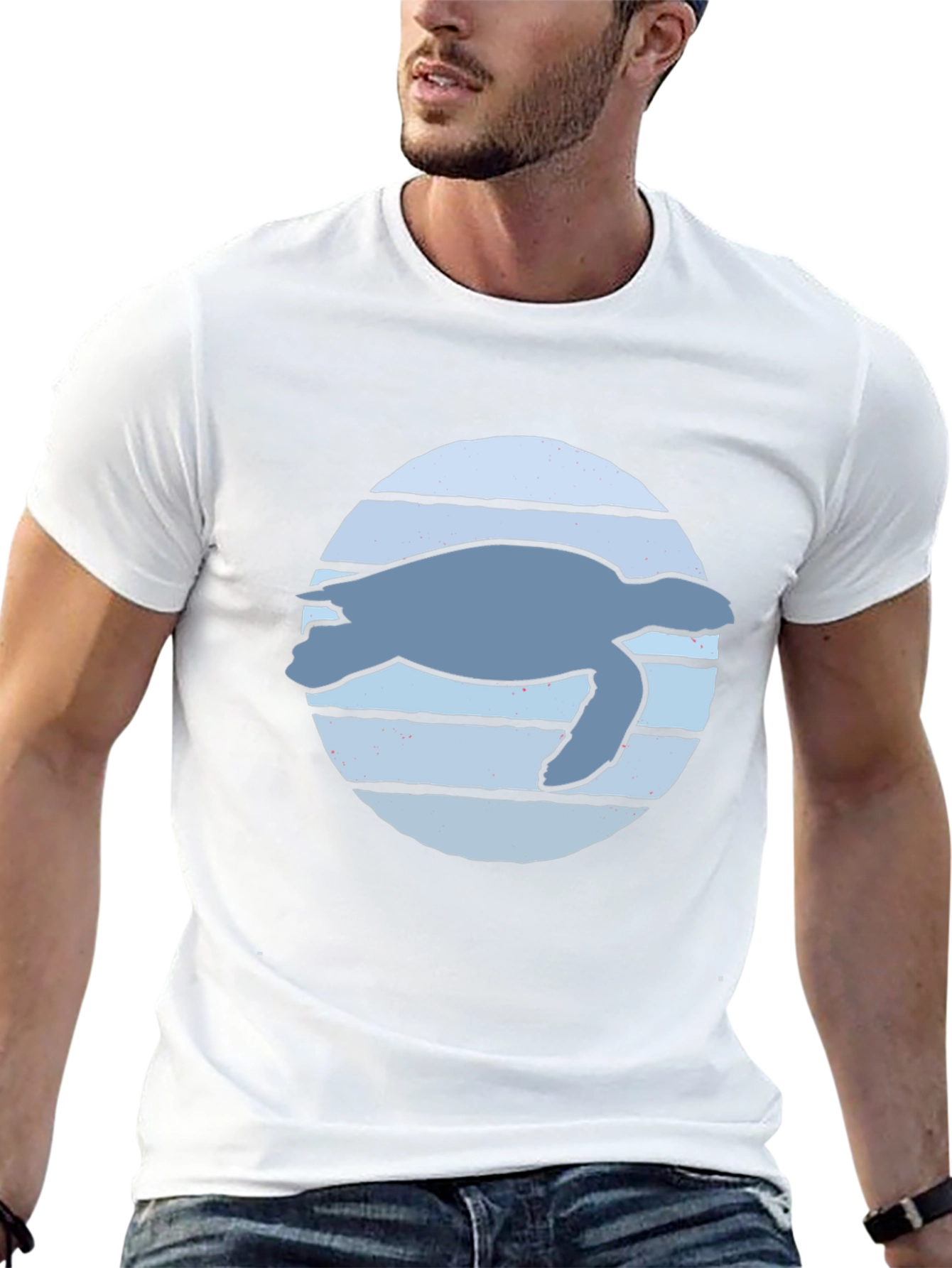 Sea Turtle Graphic Tee - Black Cotton Blend Shirt