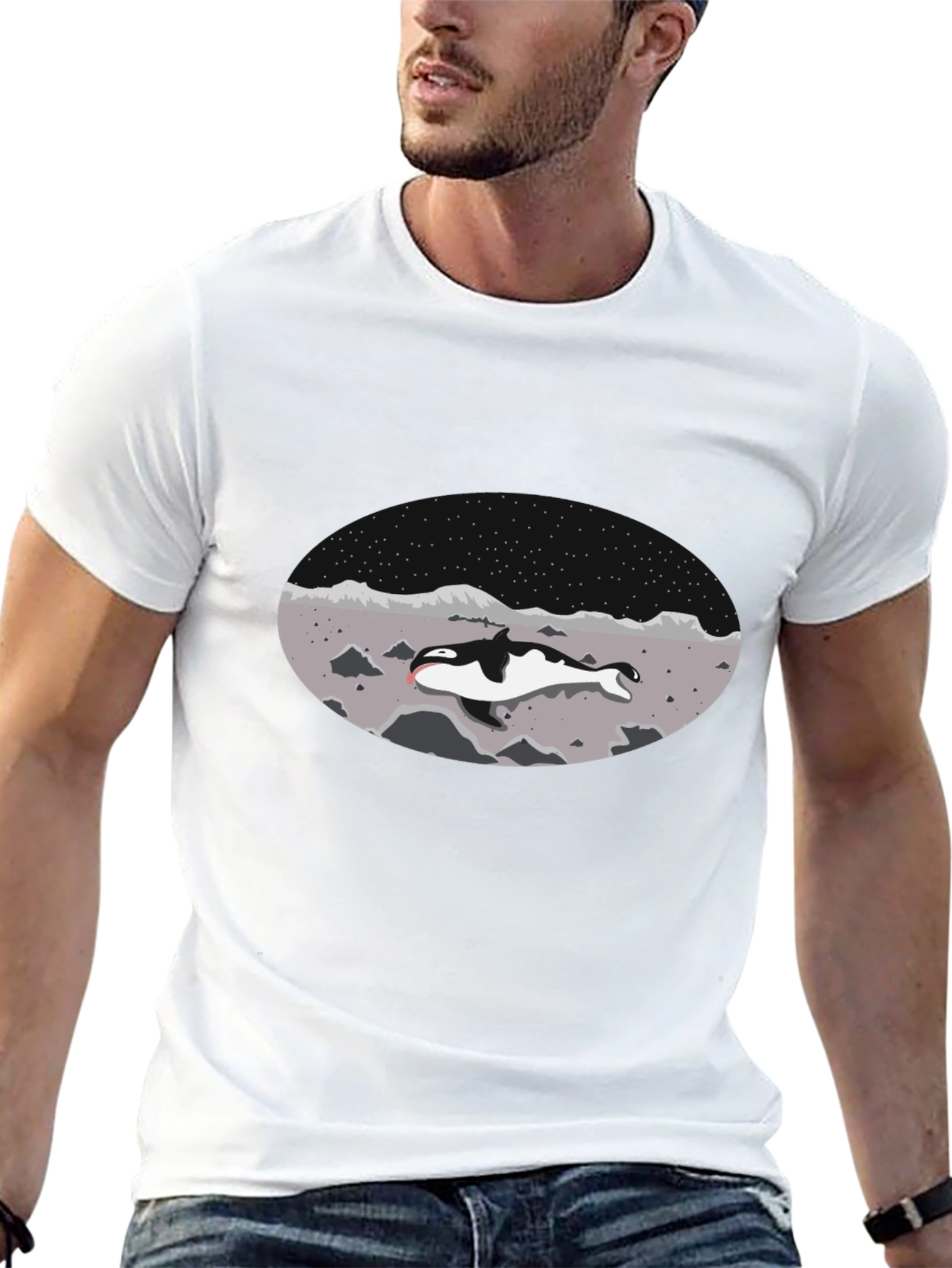 Killer Whale Moonscape Black T-Shirt