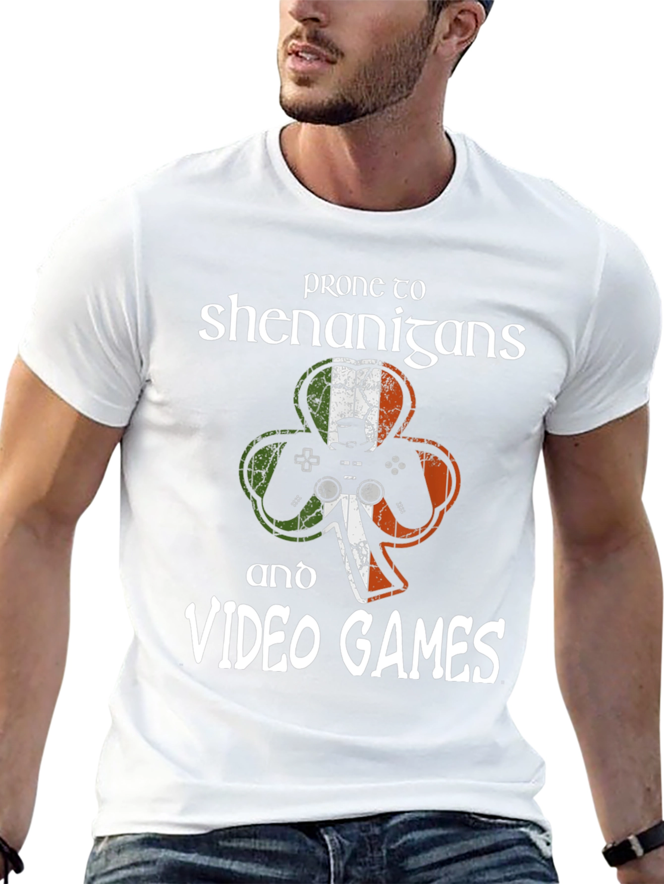 Prone to Shenanigans & Video Games Irish Gamer T-Shirt