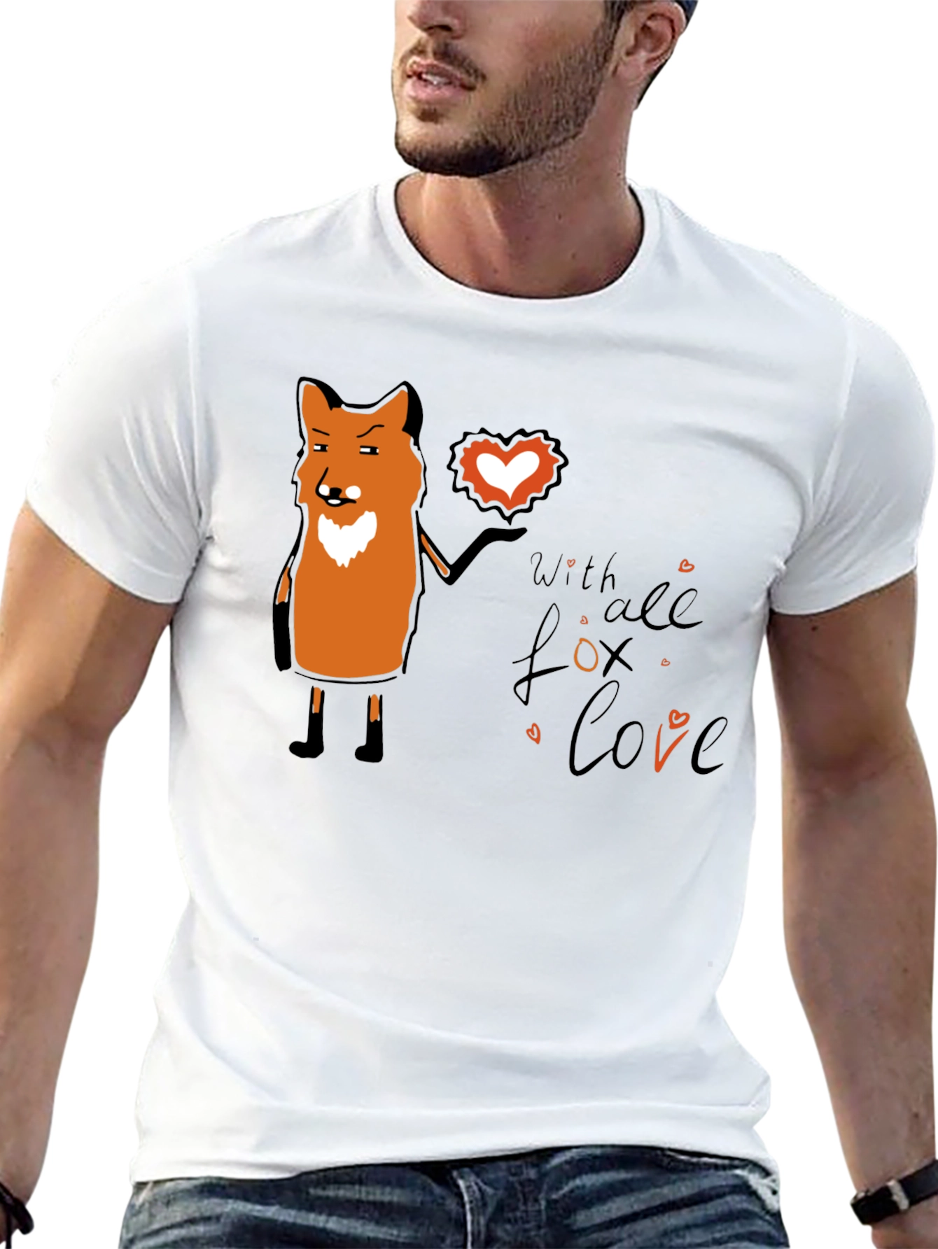 Fox Love Graphic T-Shirt - Black Unisex Tee