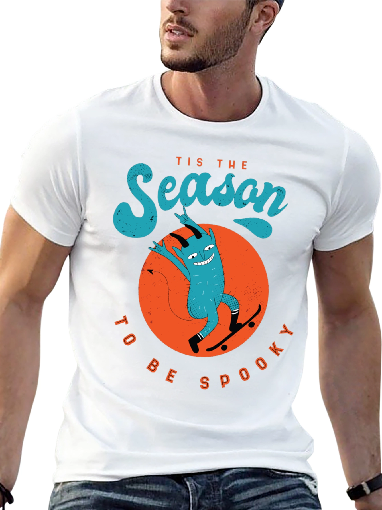 Tis The Season To Be Spooky Devil Skateboard T-Shirt