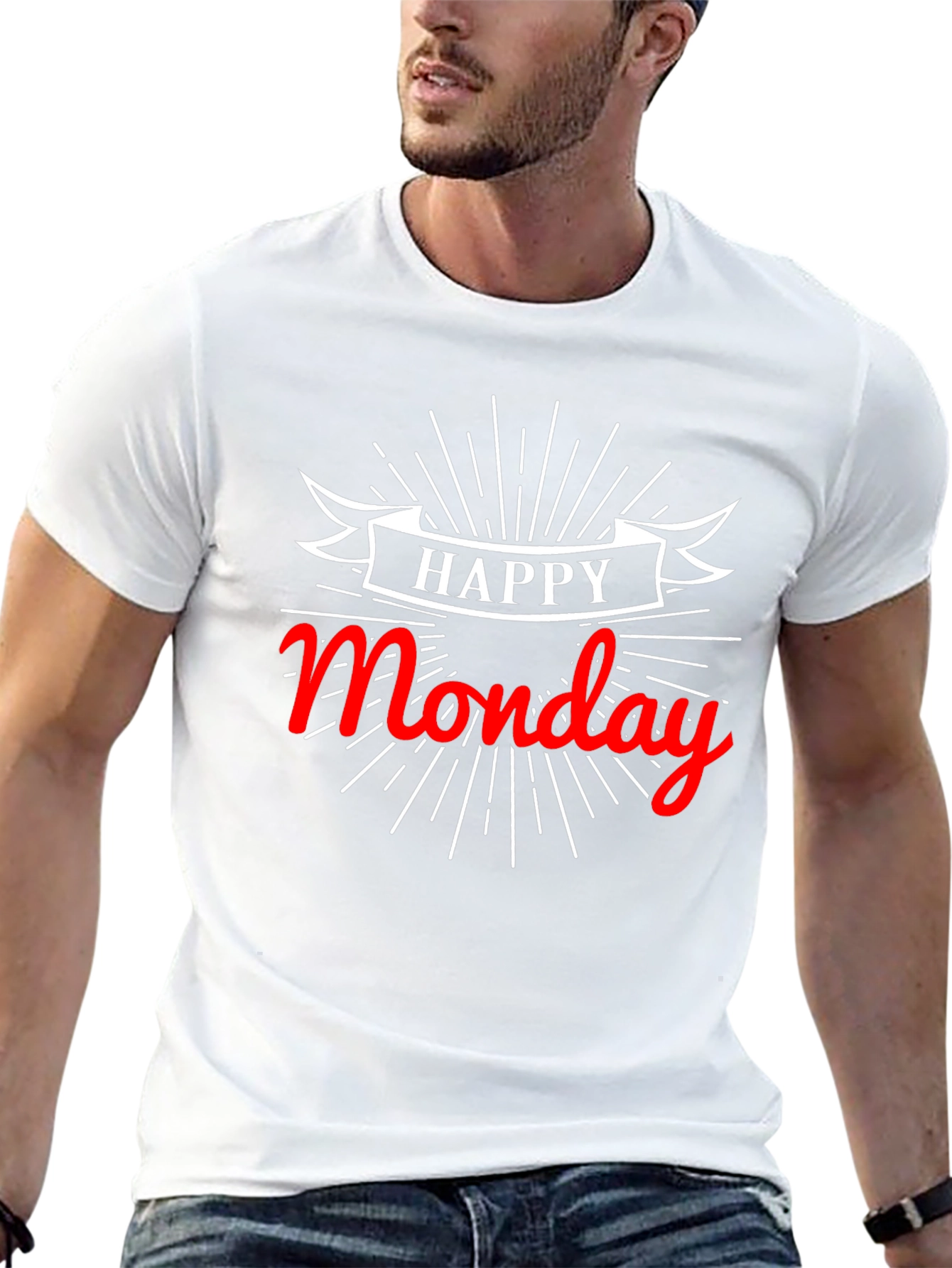 Happy Monday Black Graphic Tee Shirt