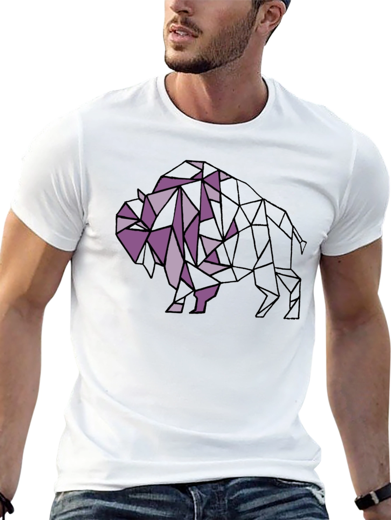 Geometric Buffalo Graphic Tee - Black
