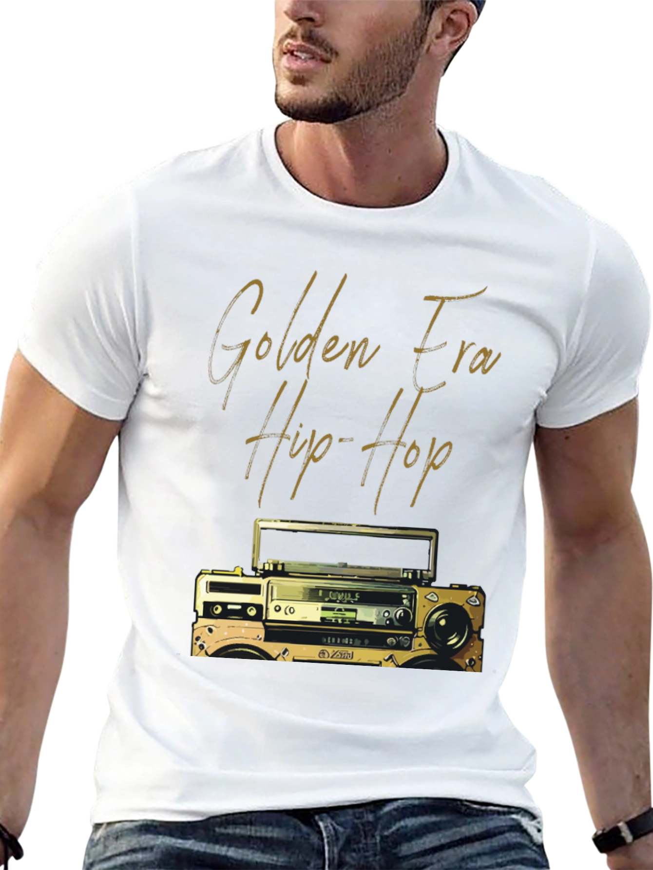 Golden Era Hip Hop T-Shirt - Retro Boombox Design