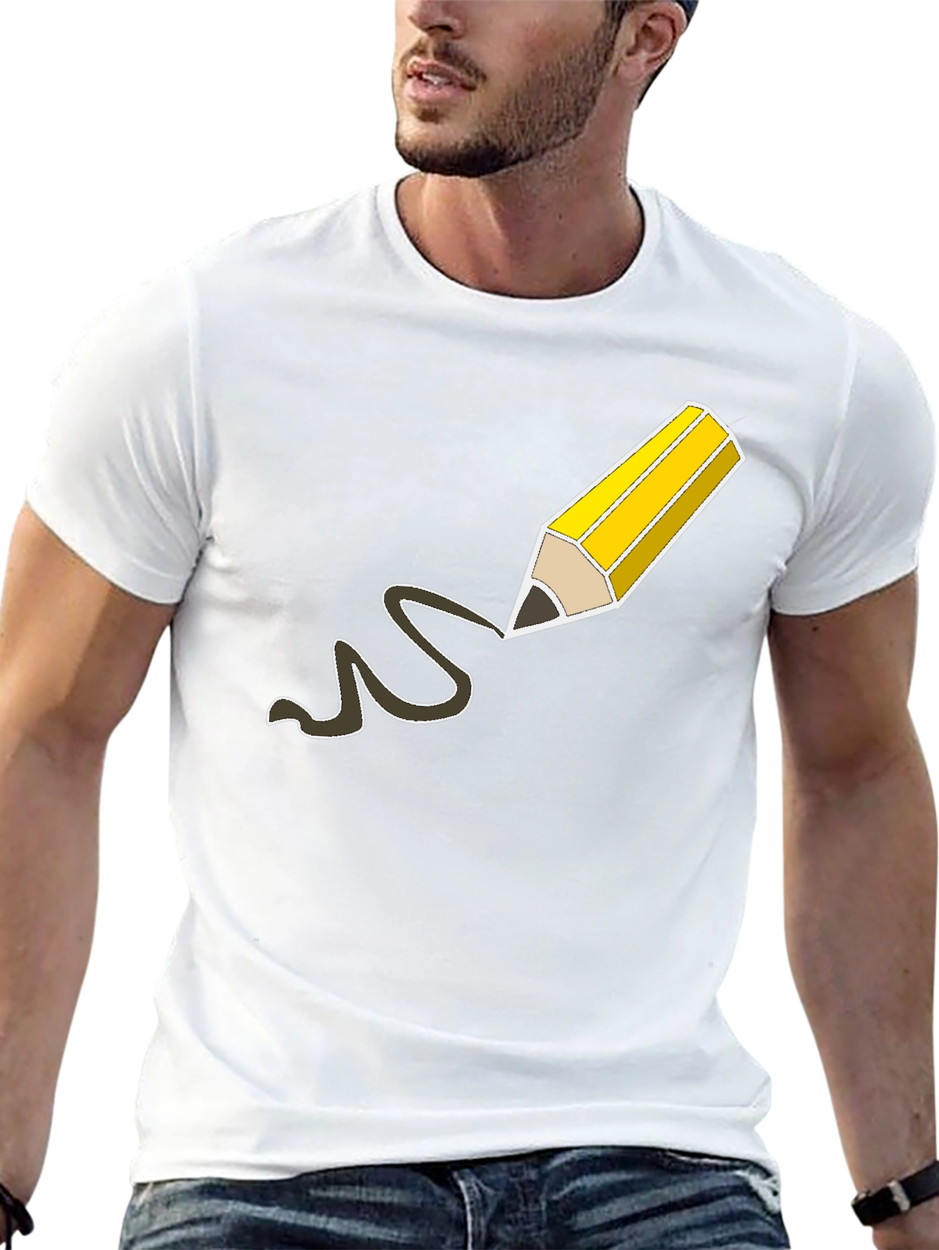 Pencil Drawing Graphic Tee - Black