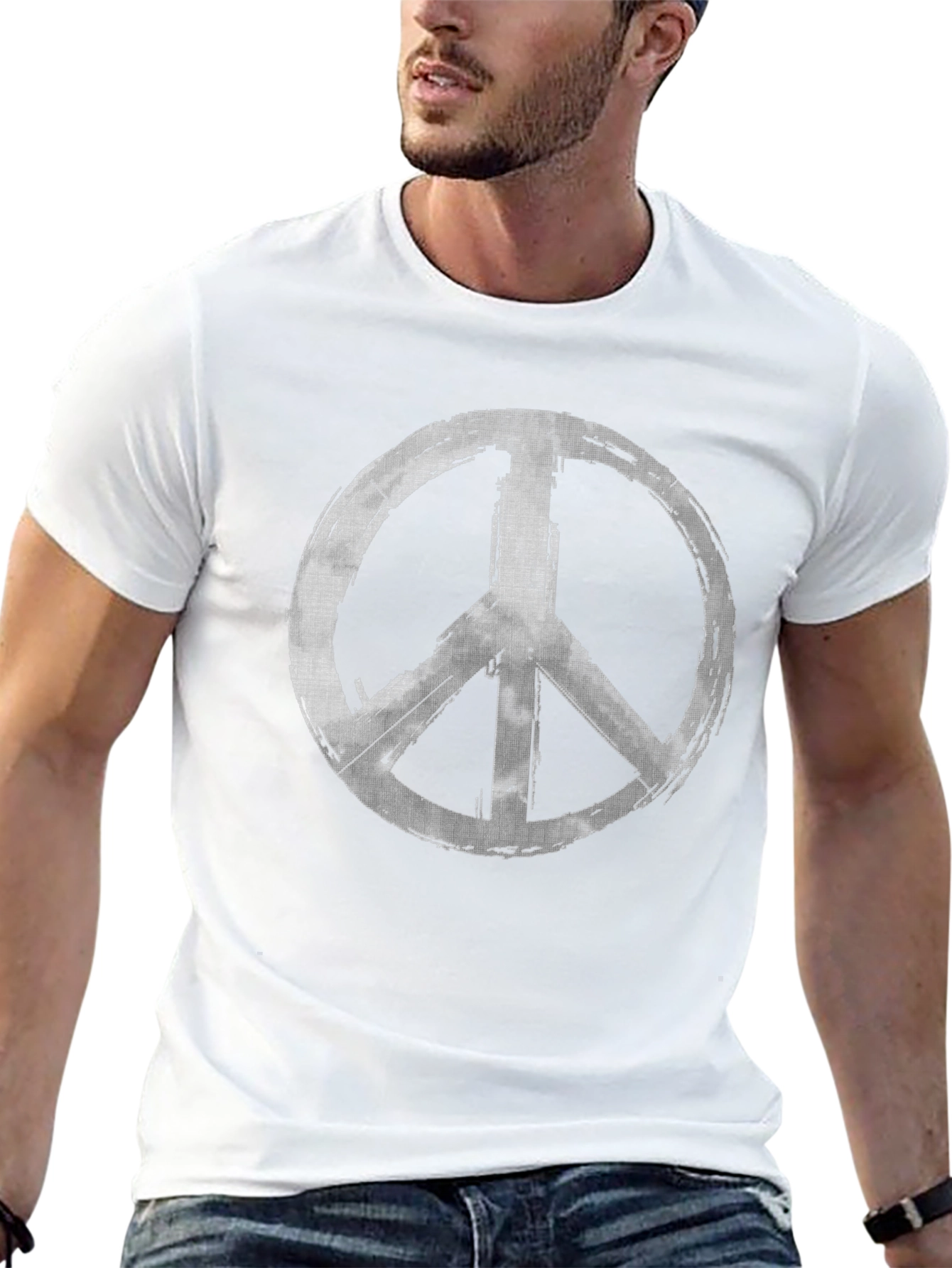 Peace Sign Graphic Tee - Grunge Style Black T-Shirt