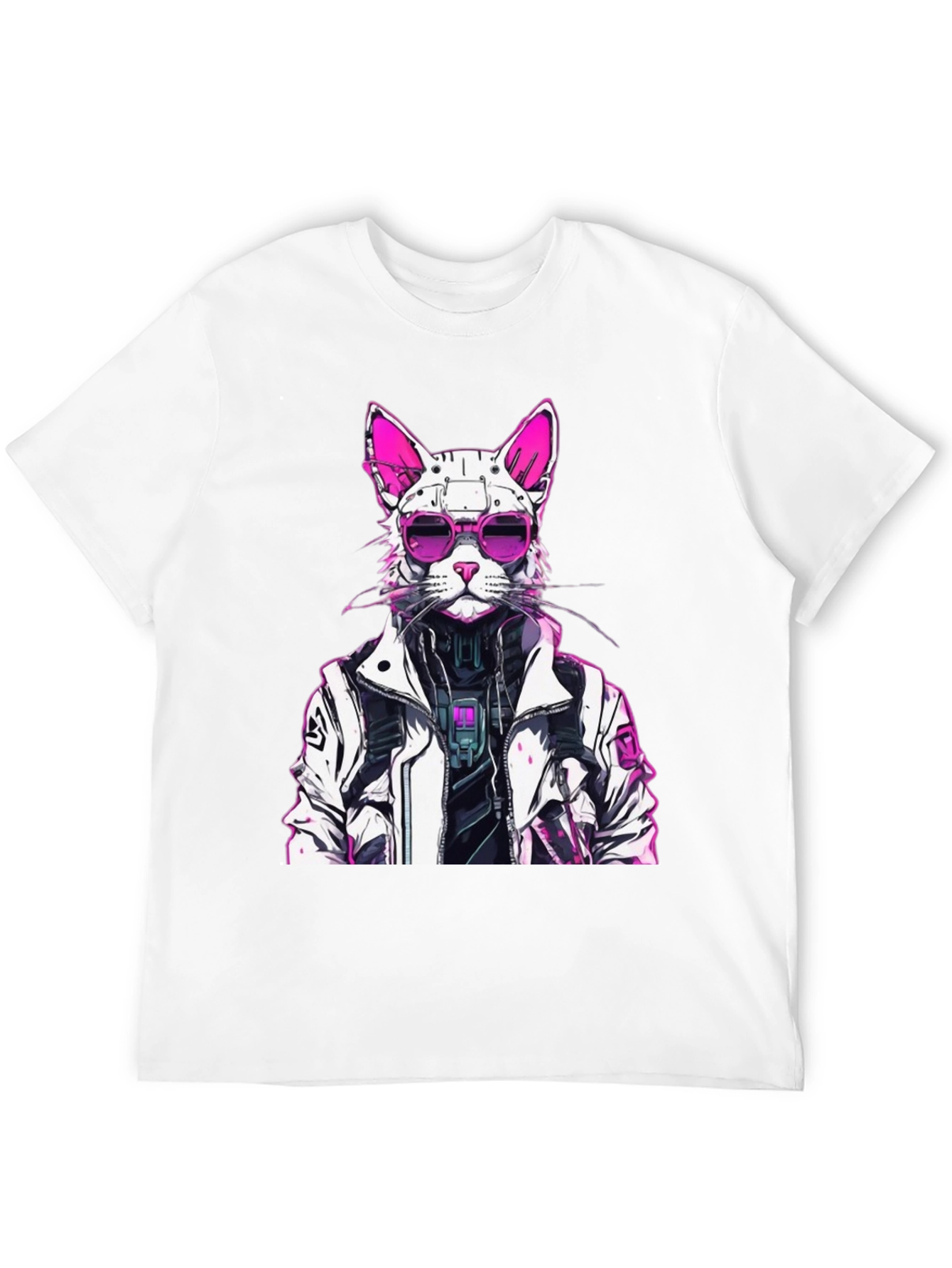 Cyberpunk Cat Graphic Tee - Futuristic Feline Style