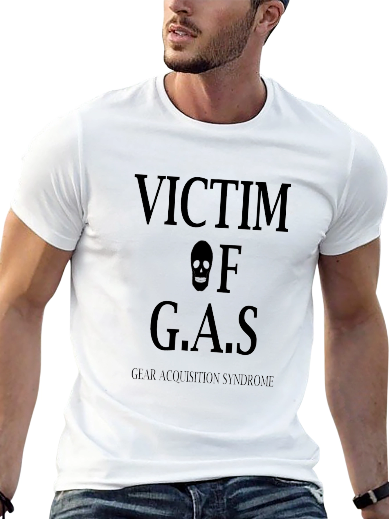 Victim of G.A.S. Black T-Shirt - Gear Acquisition Syndrome