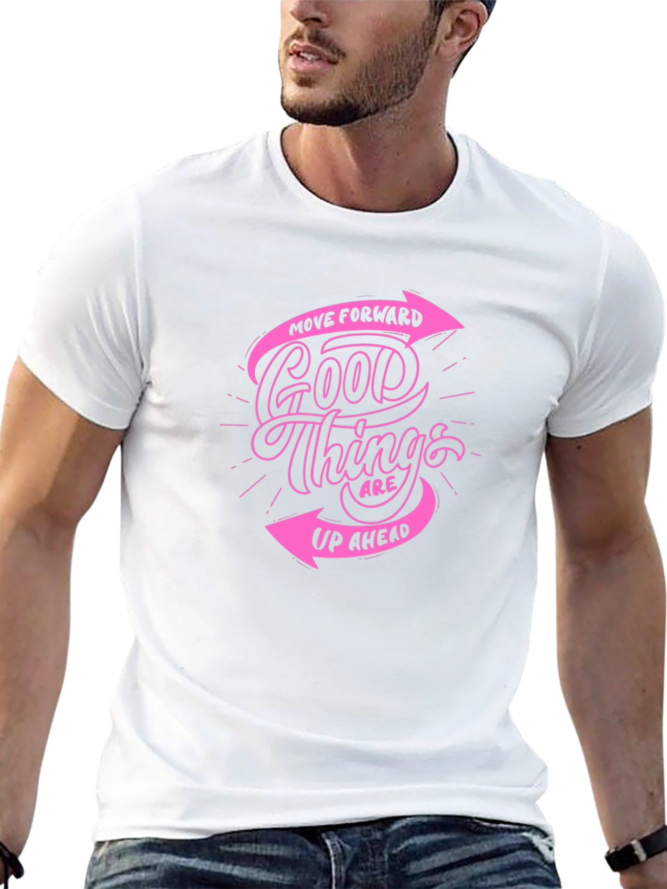 Black T-Shirt with Pink Inspirational Graphic