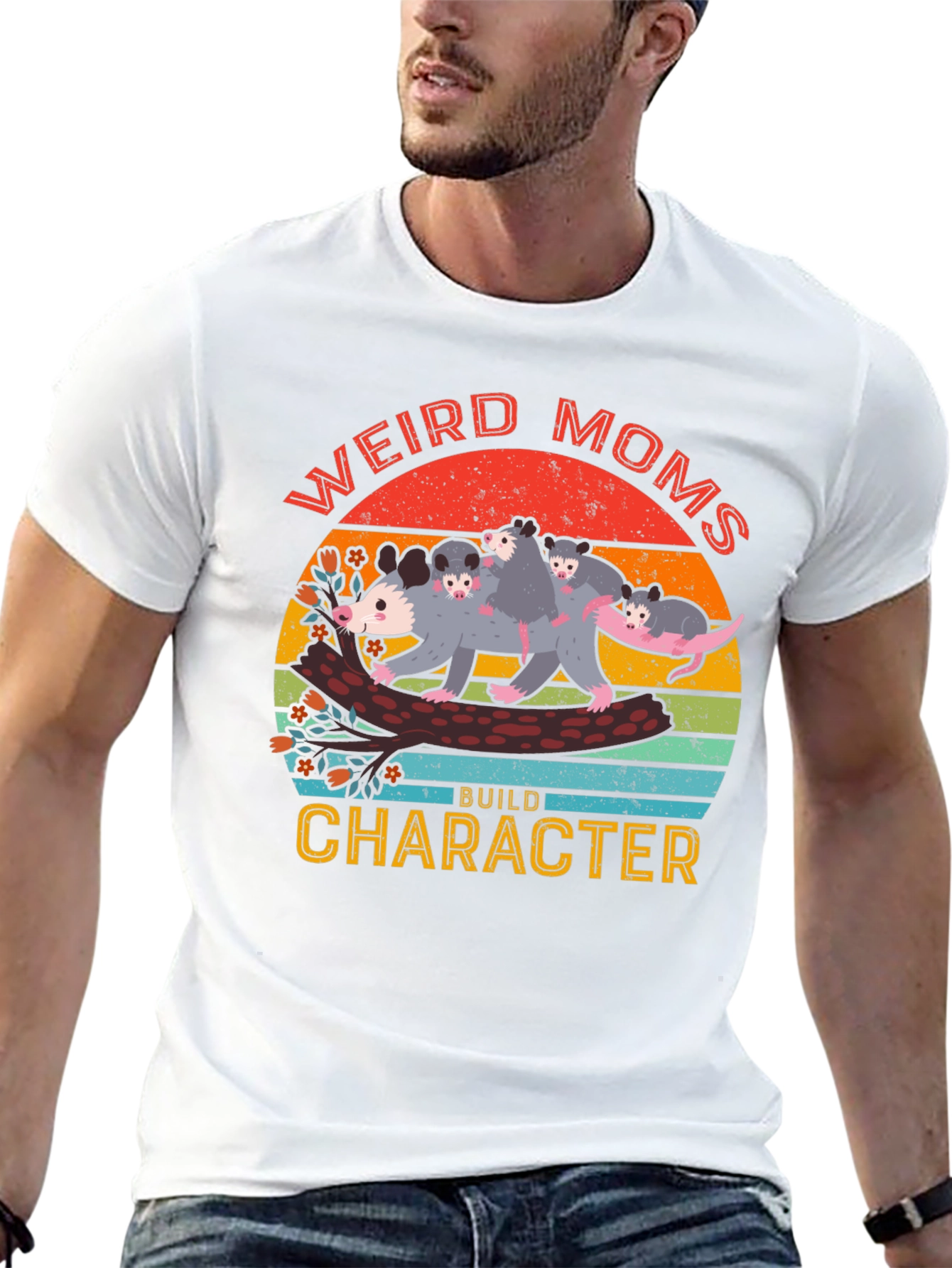 Weird Moms Build Character Opossum Graphic Tee