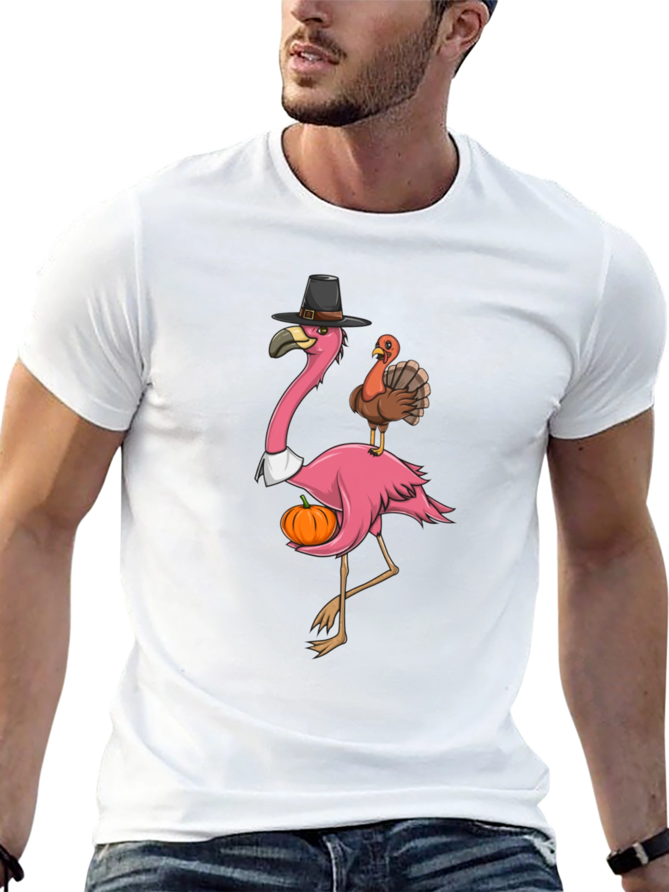 Festive Flamingo Thanksgiving T-Shirt