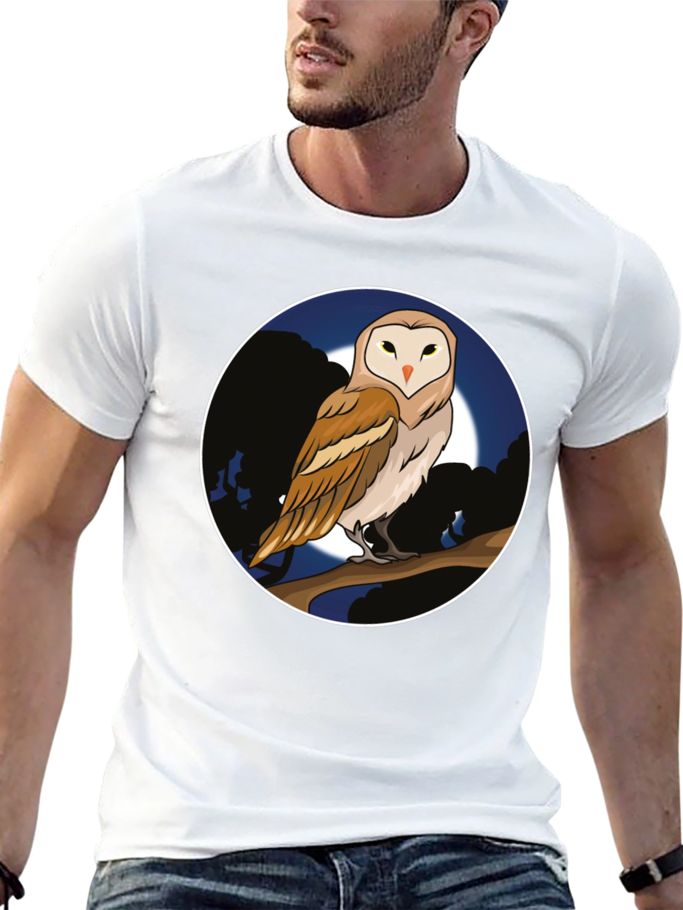 Owl Moon Graphic Tee - Unique Design T-Shirt