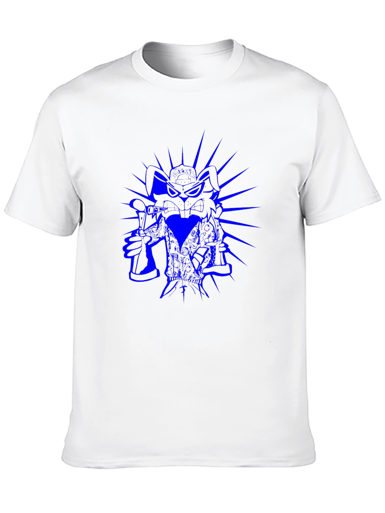 Mens Black T-Shirt with Blue Graphic