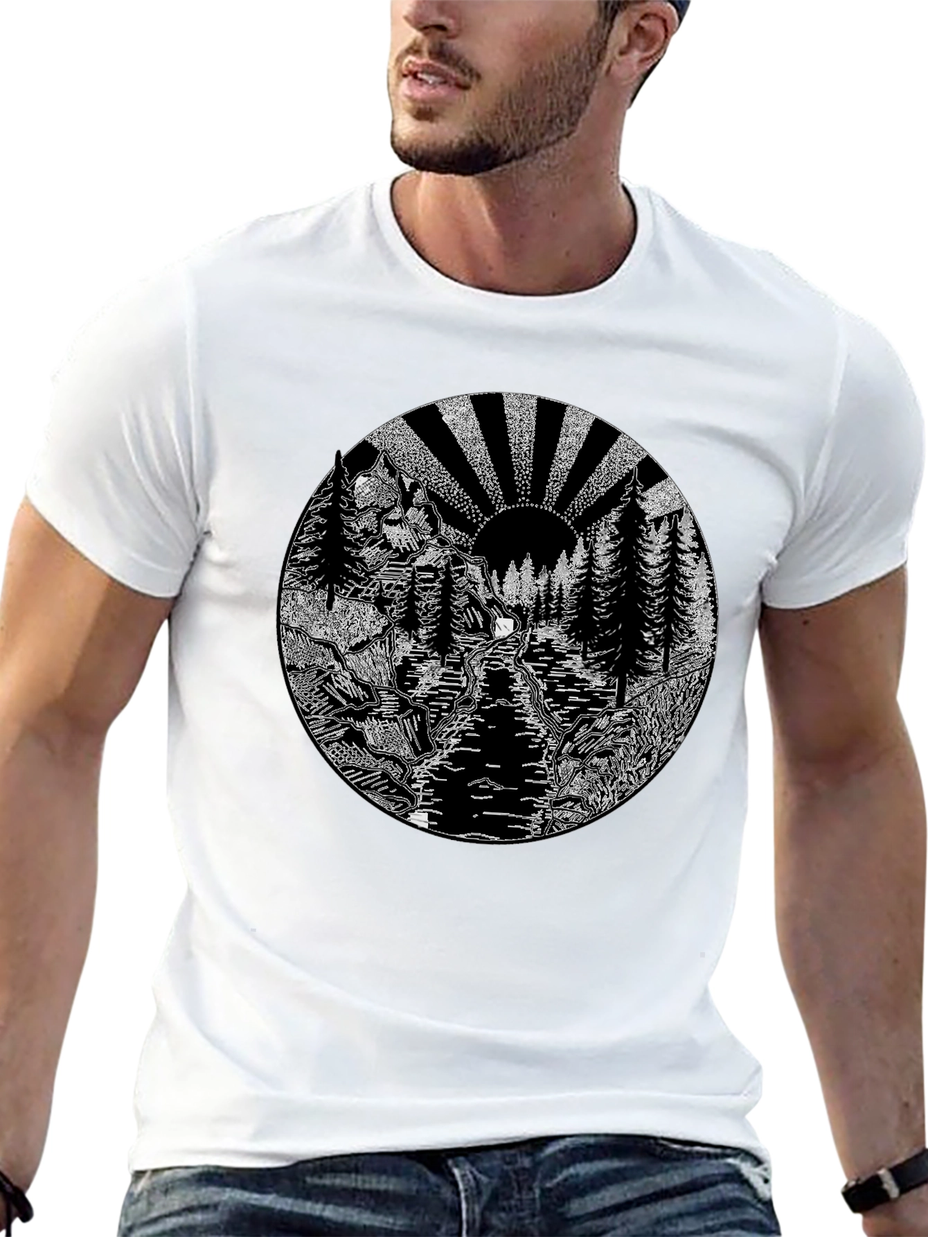 Nature Graphic Tee - Black Cotton Blend