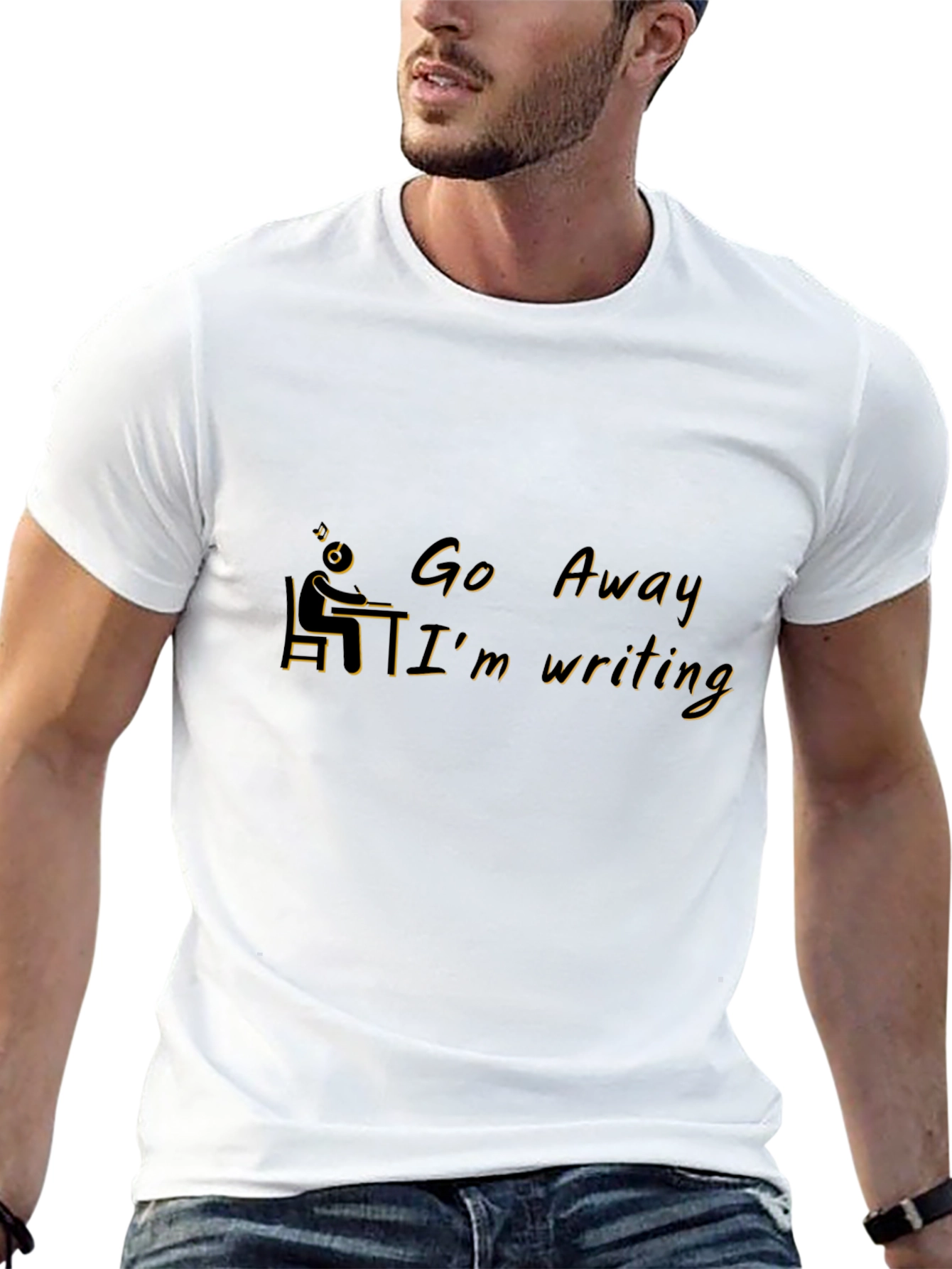 Go Away Im Writing Black T-Shirt