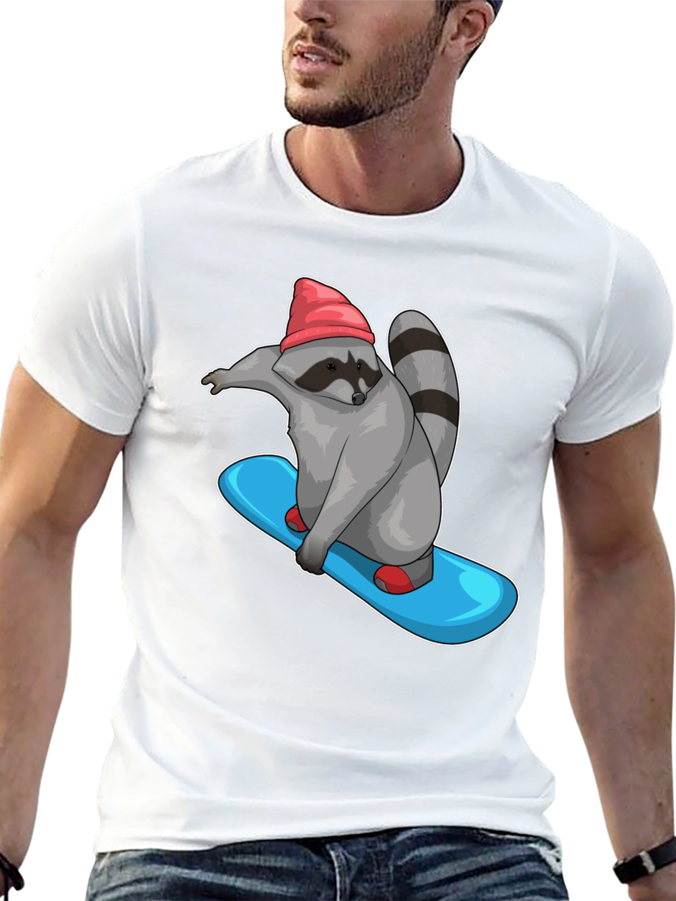 Raccoon Skateboard T-Shirt - Cool Cartoon Graphic Tee