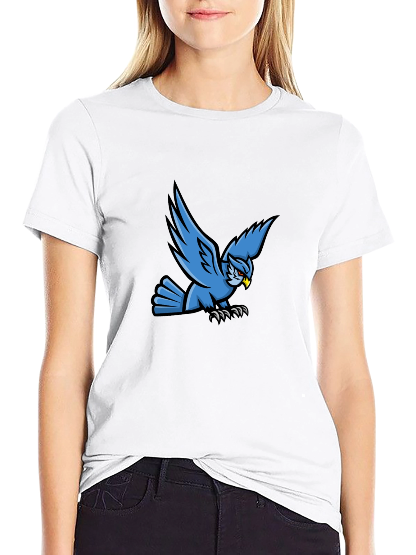 Mens Black T-Shirt with Blue Bird Graphic