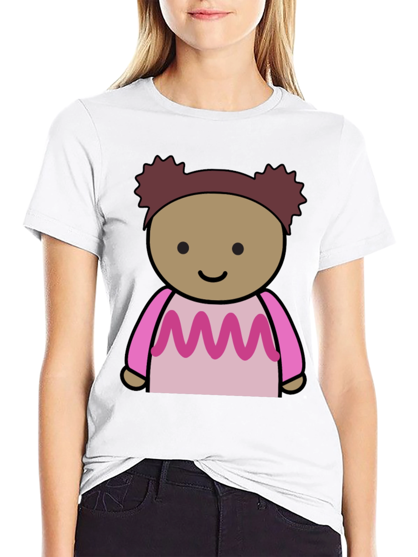 Cute Cartoon Character Black T-Shirt