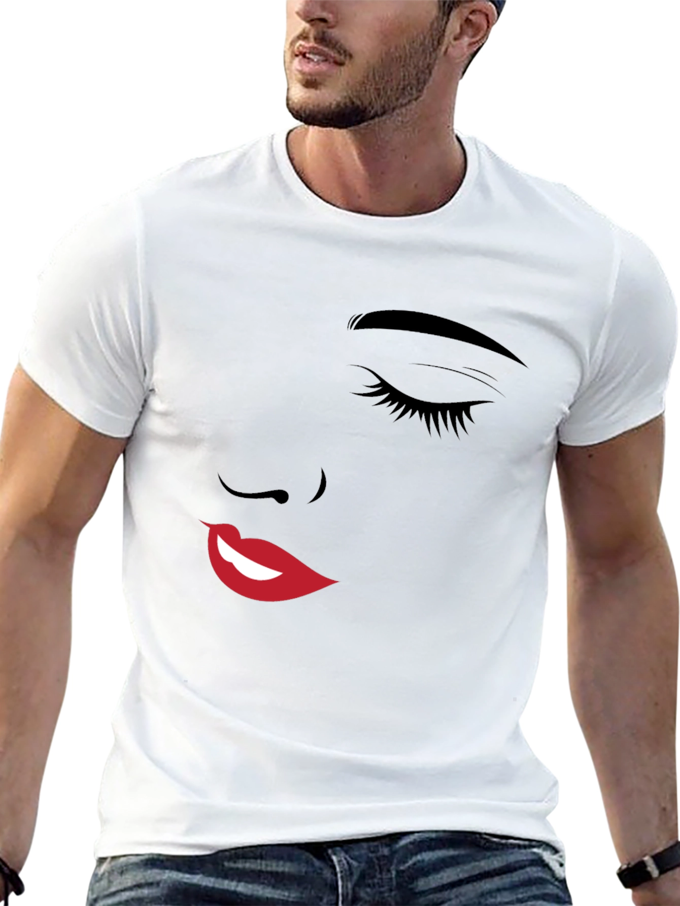 Abstract Face Graphic Black T-Shirt