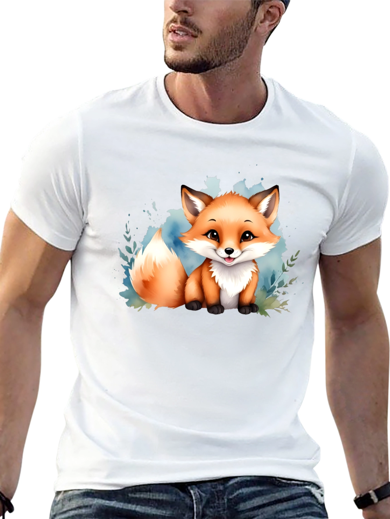 Cute Fox Graphic Tee - Black Unisex T-Shirt