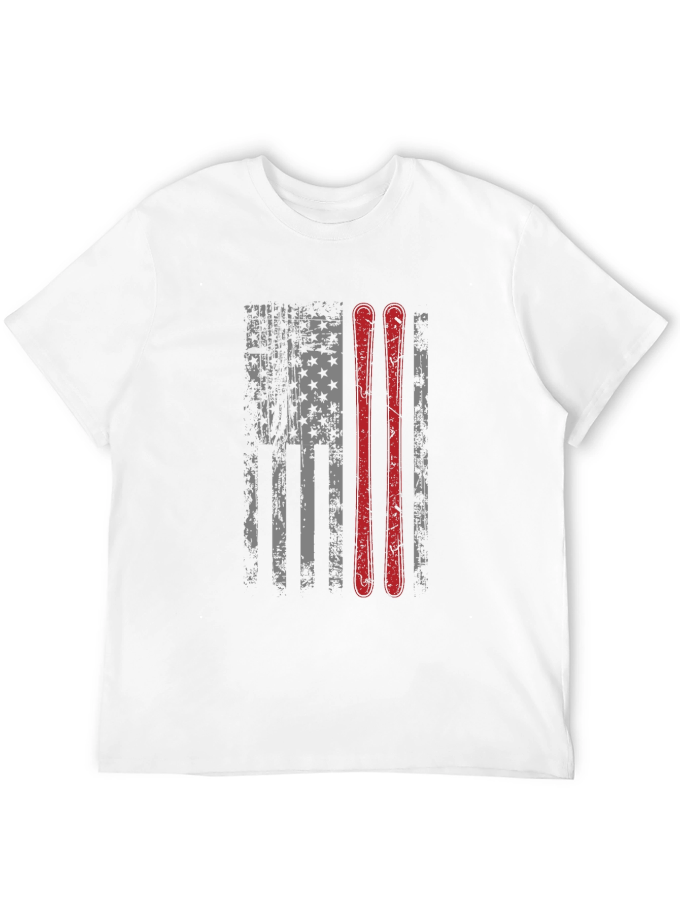 Distressed US Flag Ski T-Shirt - Patriotic Sportswear