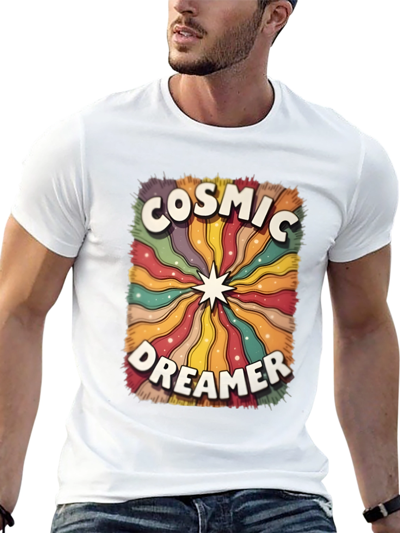 Cosmic Dreamer Graphic T-Shirt - Retro Style