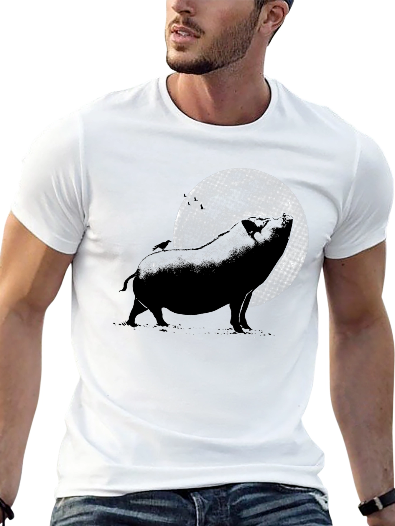 Pig Howling at the Moon Graphic Tee