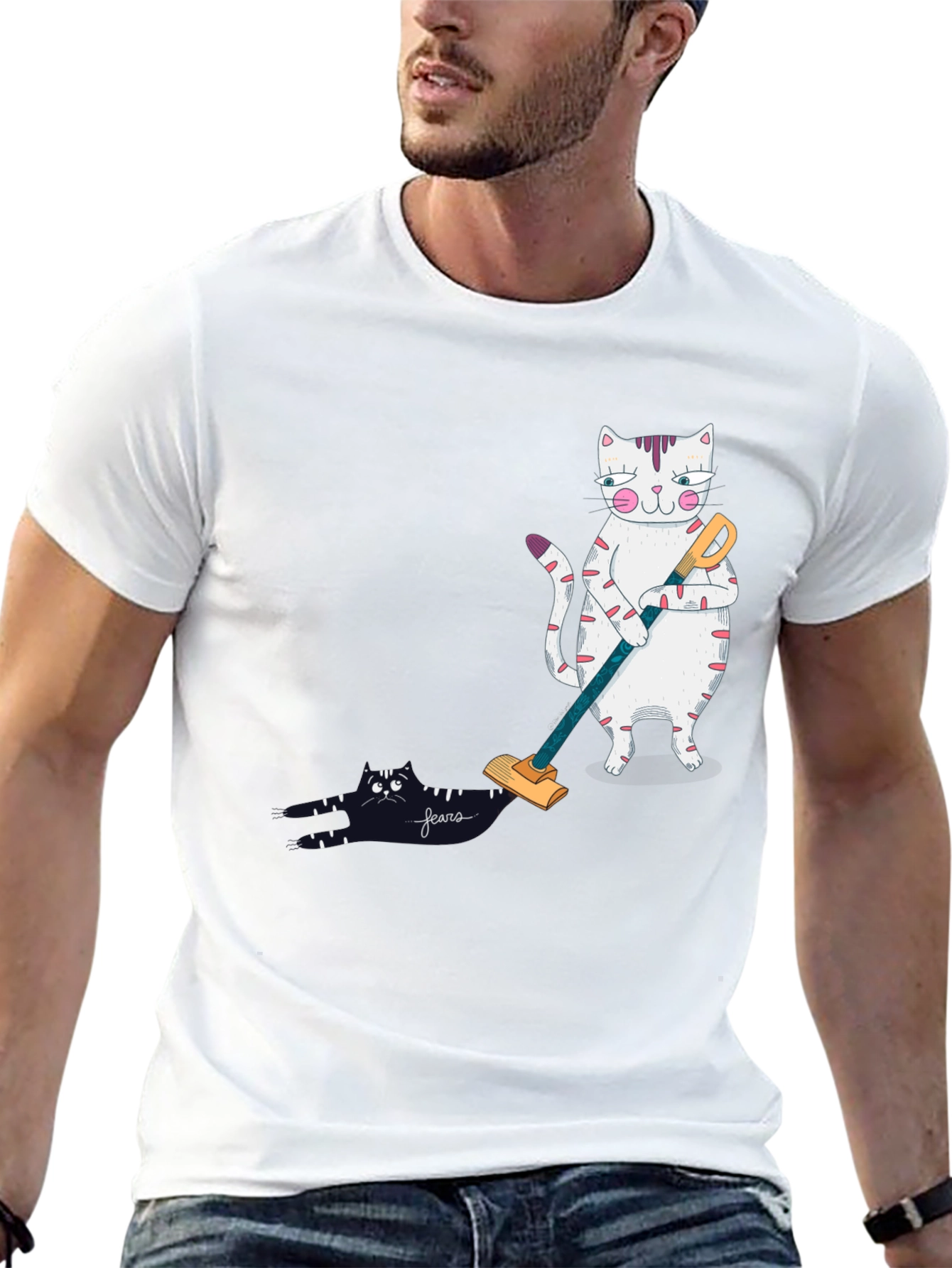 Funny Cat Vacuuming T-Shirt