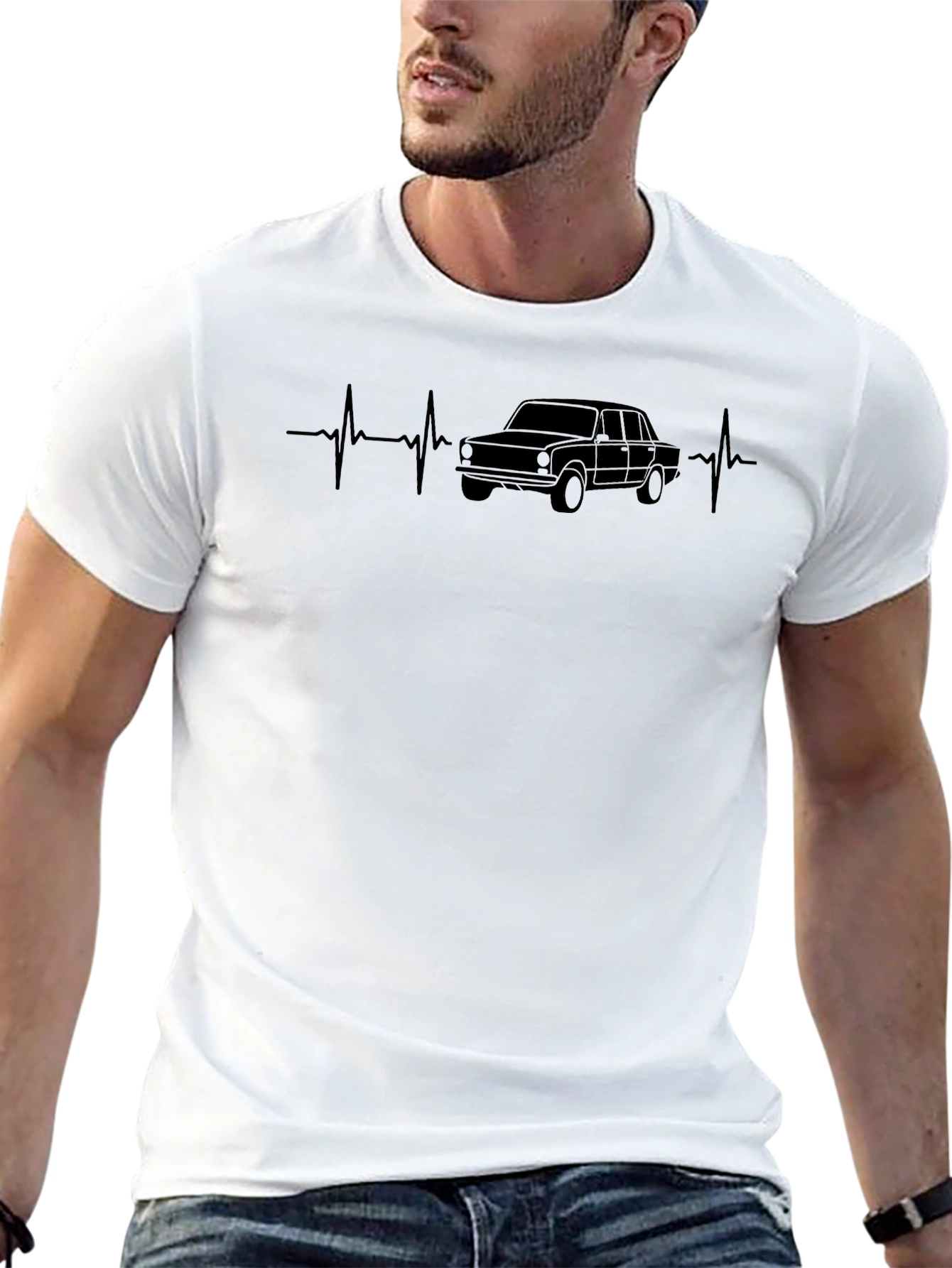 Car Heartbeat T-Shirt - Black Graphic Tee