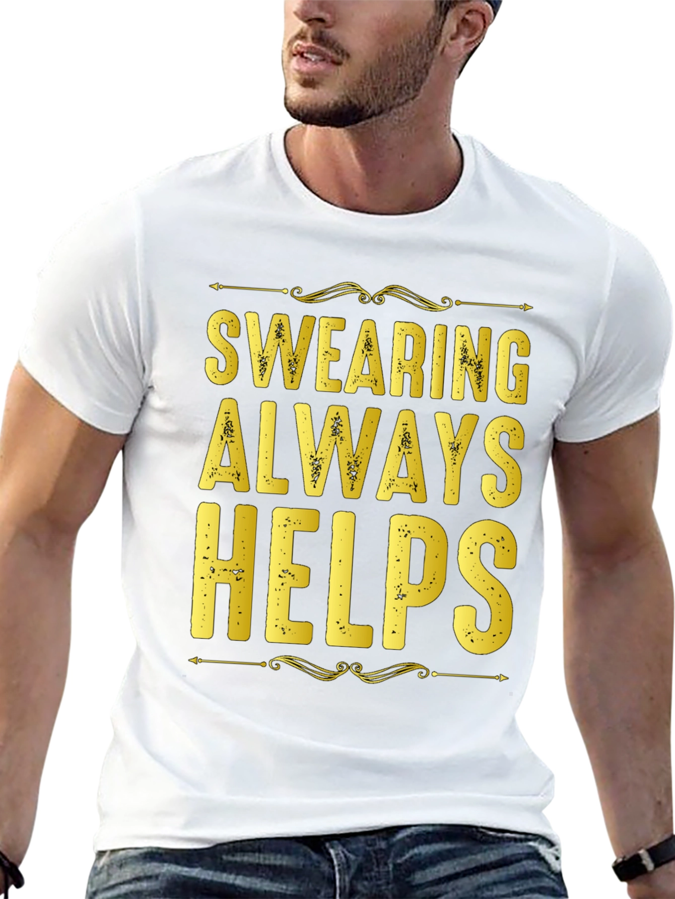 Swearing Always Helps Graphic Tee - Black T-Shirt