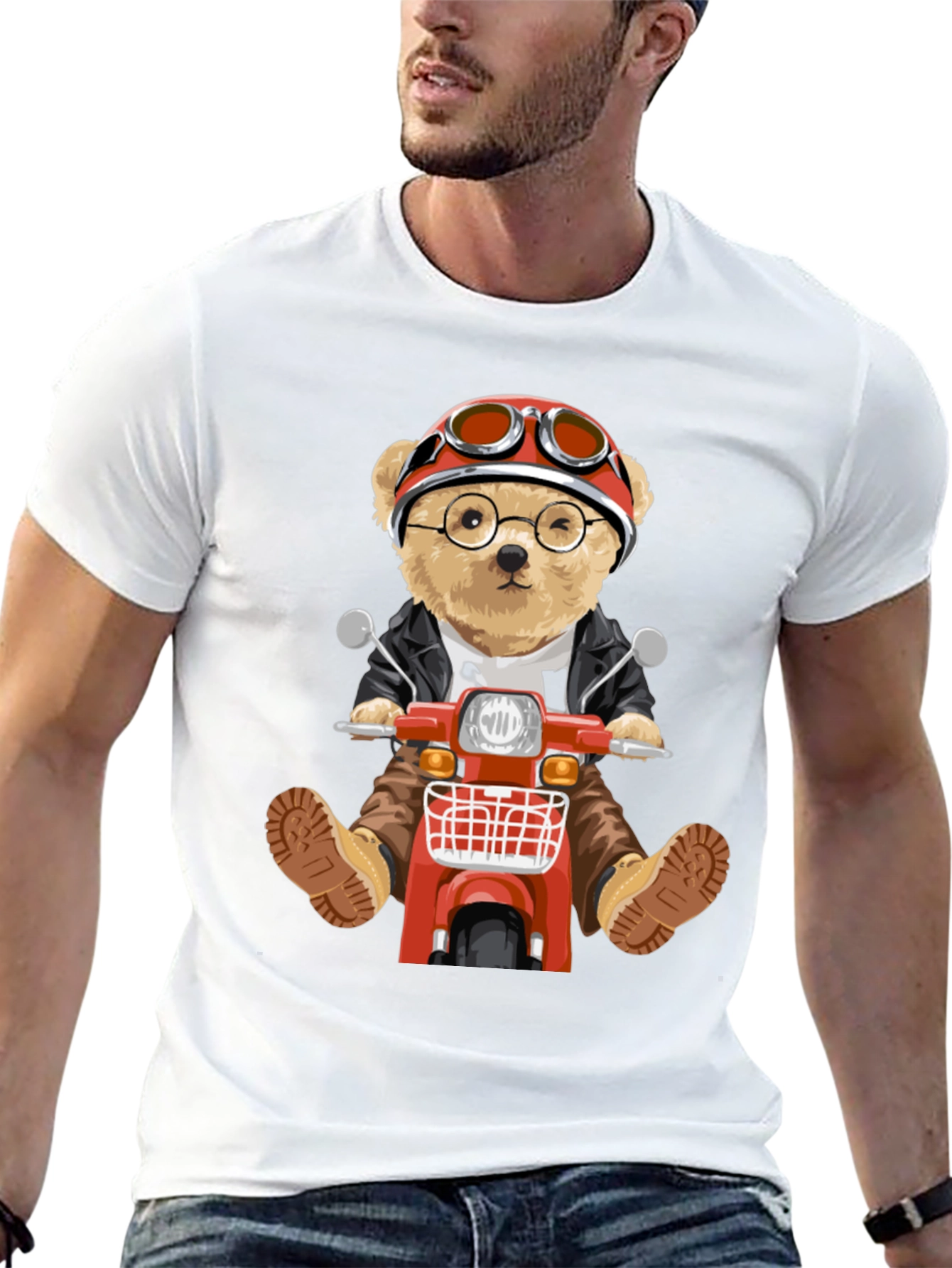 Motorcycle Bear Graphic T-Shirt