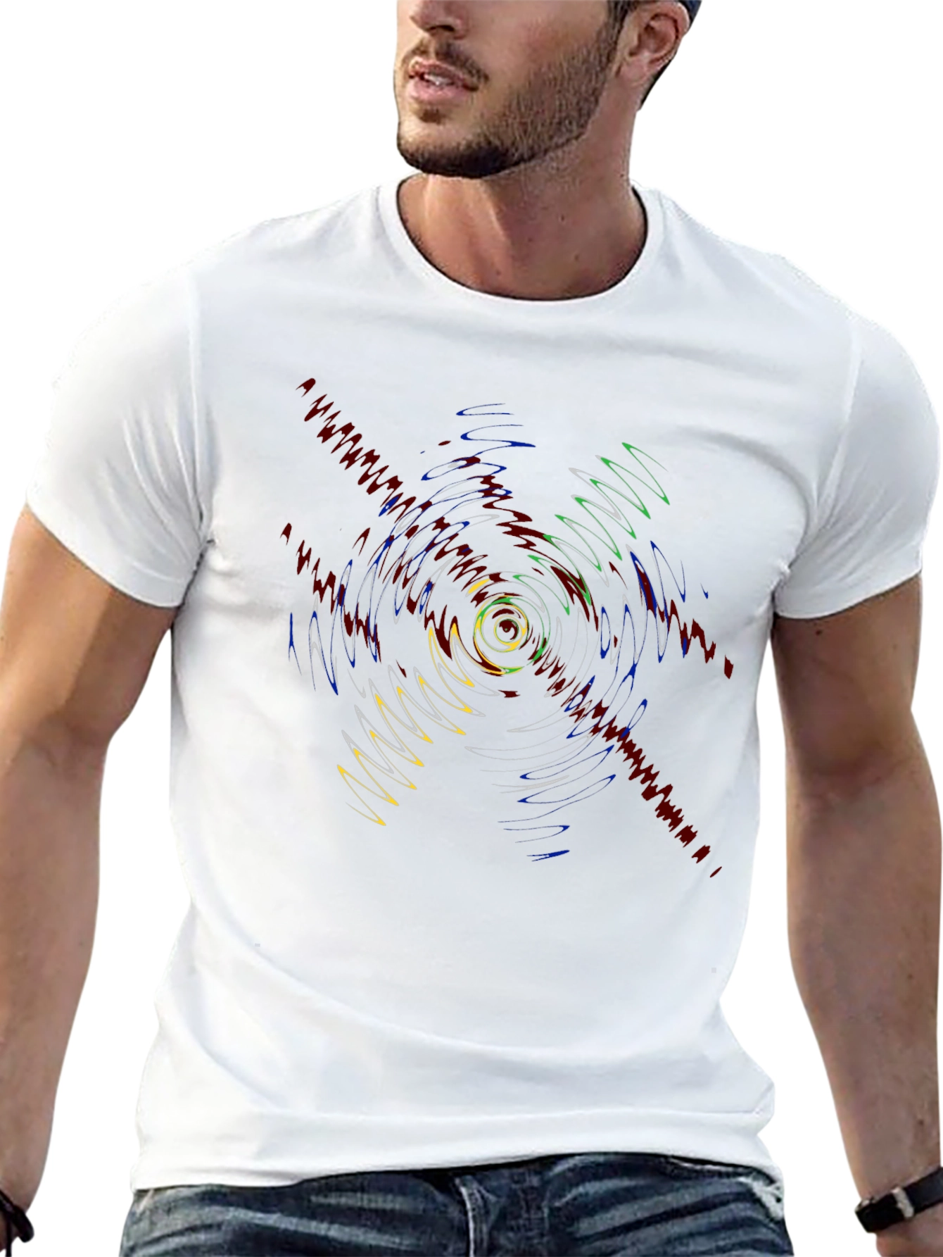 Vibrant Ripple Effect Graphic Tee - Black